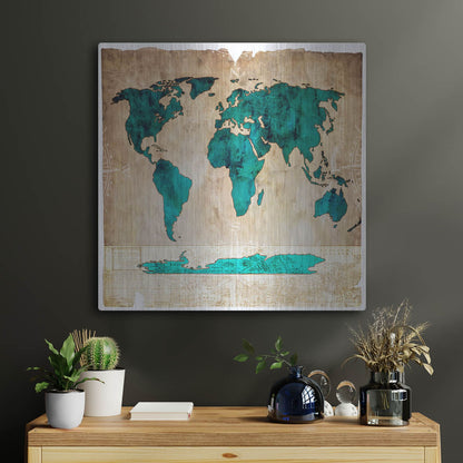Luxe Metal Art 'Sea Map I' by Lightbox Journal, Metal Wall Art,24x24