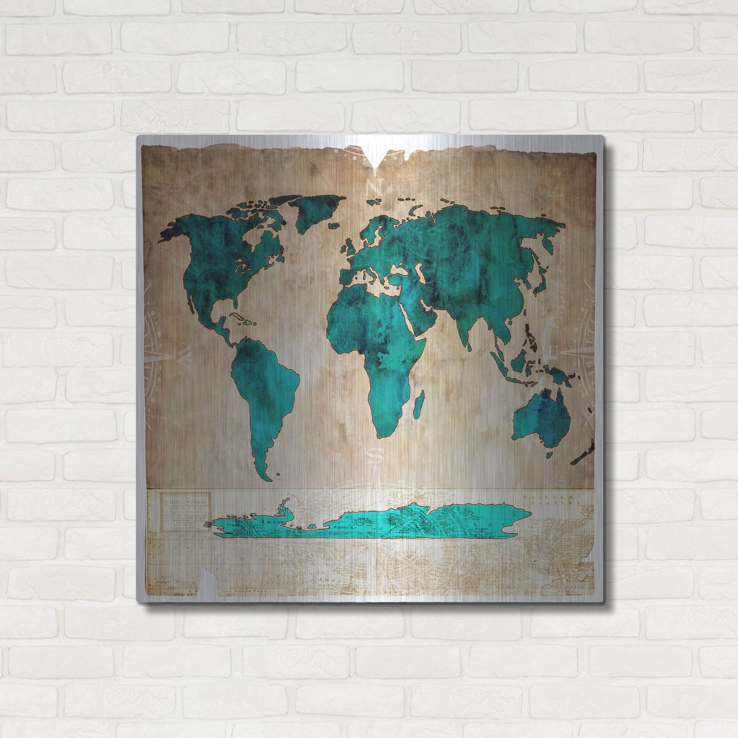 Luxe Metal Art 'Sea Map I' by Lightbox Journal, Metal Wall Art,36x36