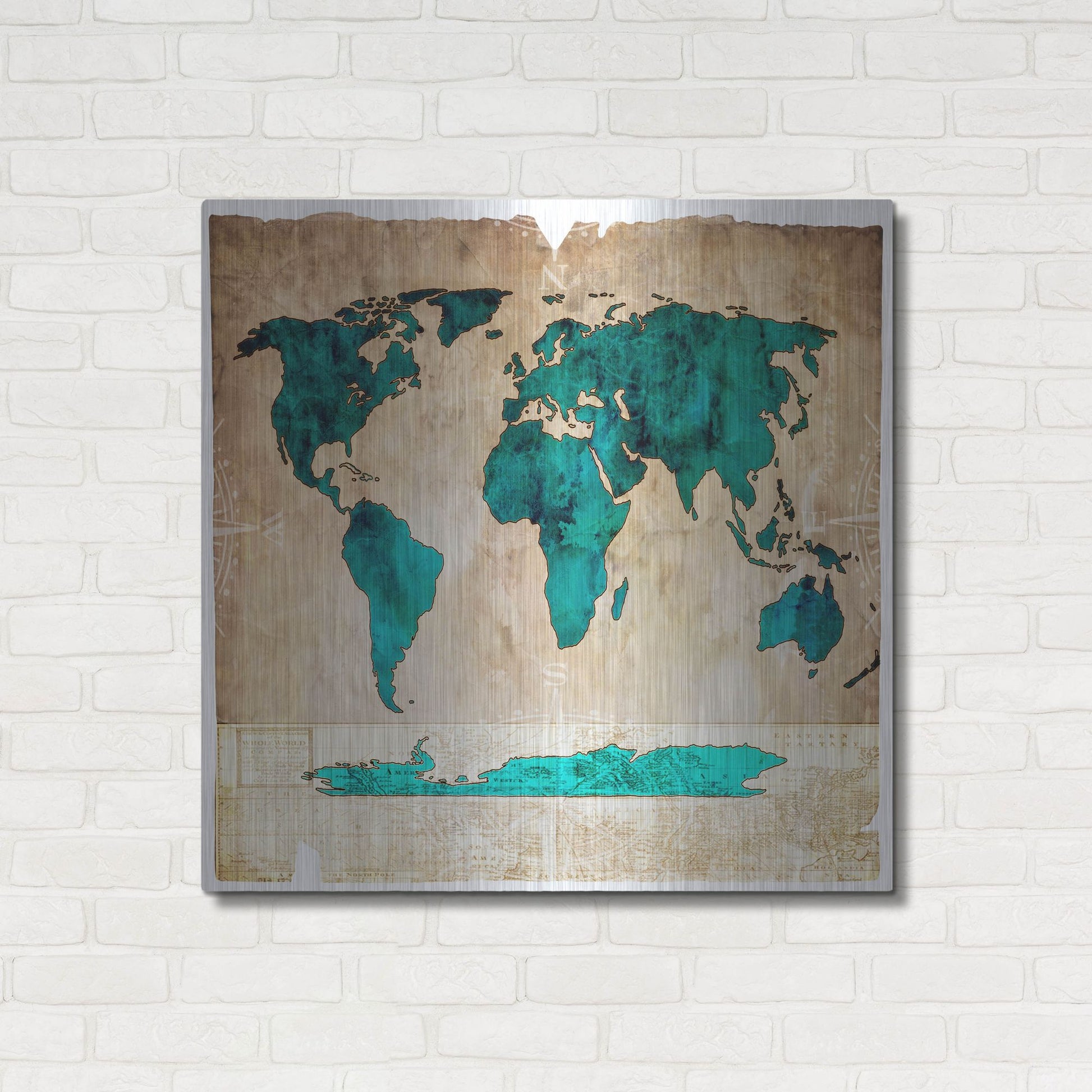 Luxe Metal Art 'Sea Map I' by Lightbox Journal, Metal Wall Art,36x36