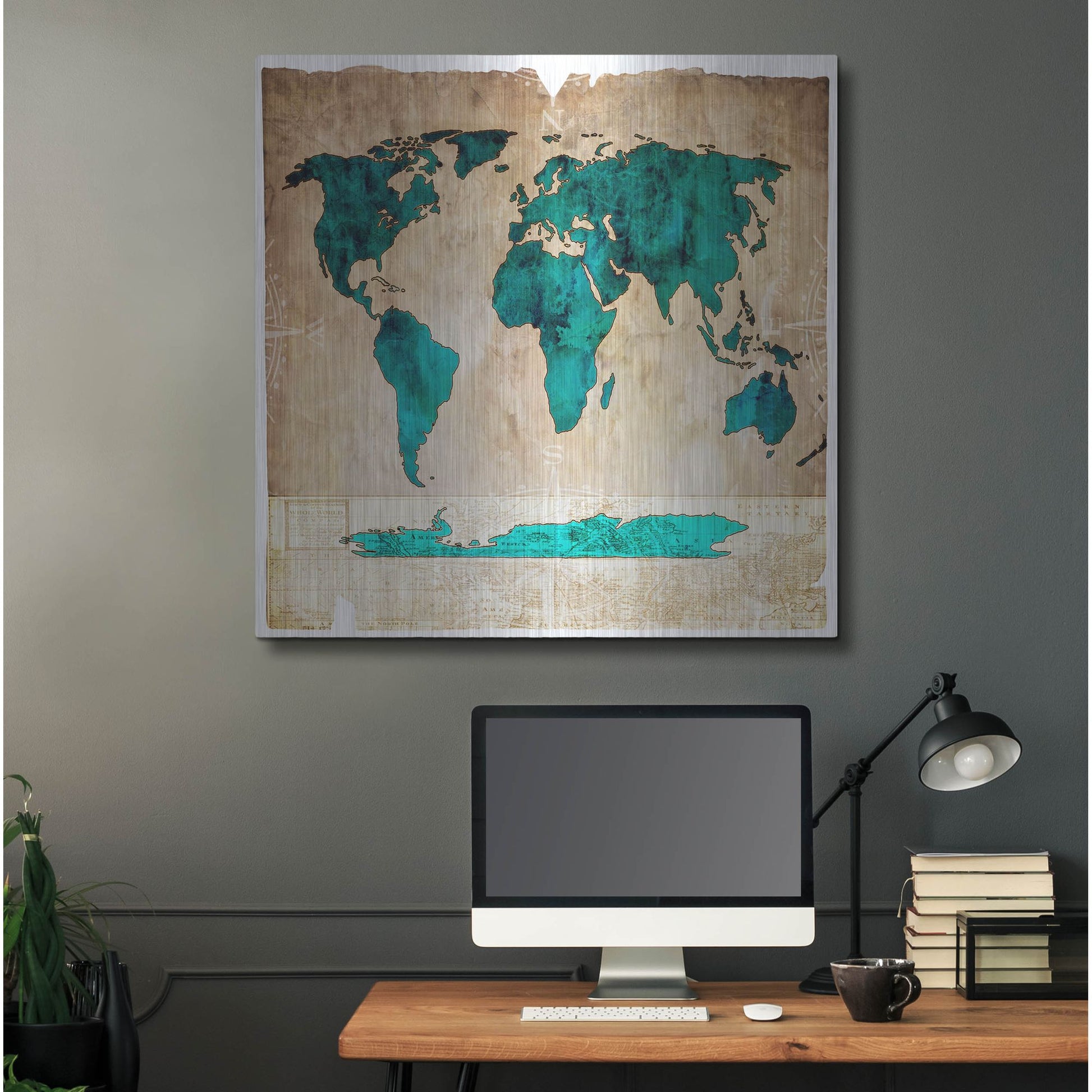 Luxe Metal Art 'Sea Map I' by Lightbox Journal, Metal Wall Art,36x36