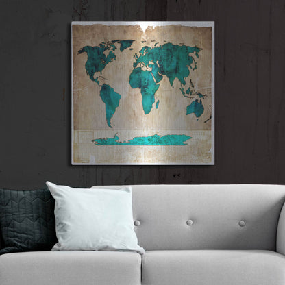 Luxe Metal Art 'Sea Map I' by Lightbox Journal, Metal Wall Art,36x36