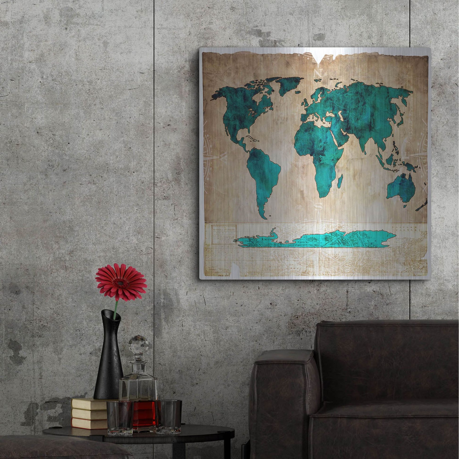 Luxe Metal Art 'Sea Map I' by Lightbox Journal, Metal Wall Art,36x36