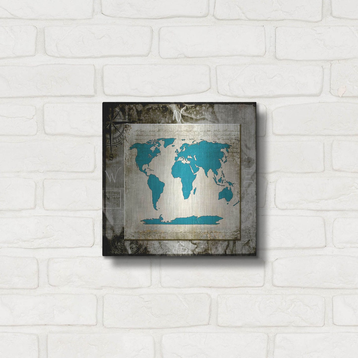 Luxe Metal Art 'Sea Map II' by Lightbox Journal, Metal Wall Art,12x12