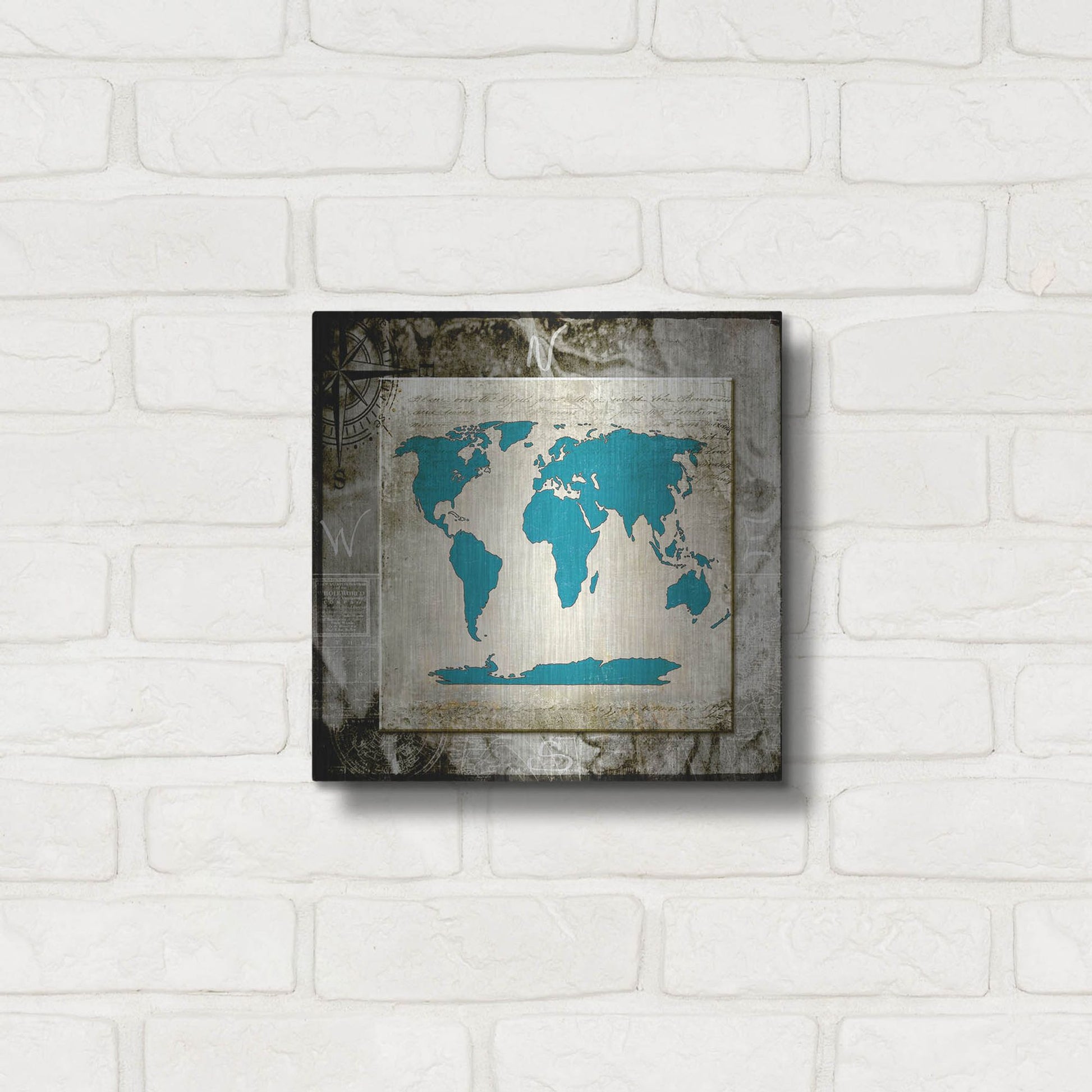 Luxe Metal Art 'Sea Map II' by Lightbox Journal, Metal Wall Art,12x12