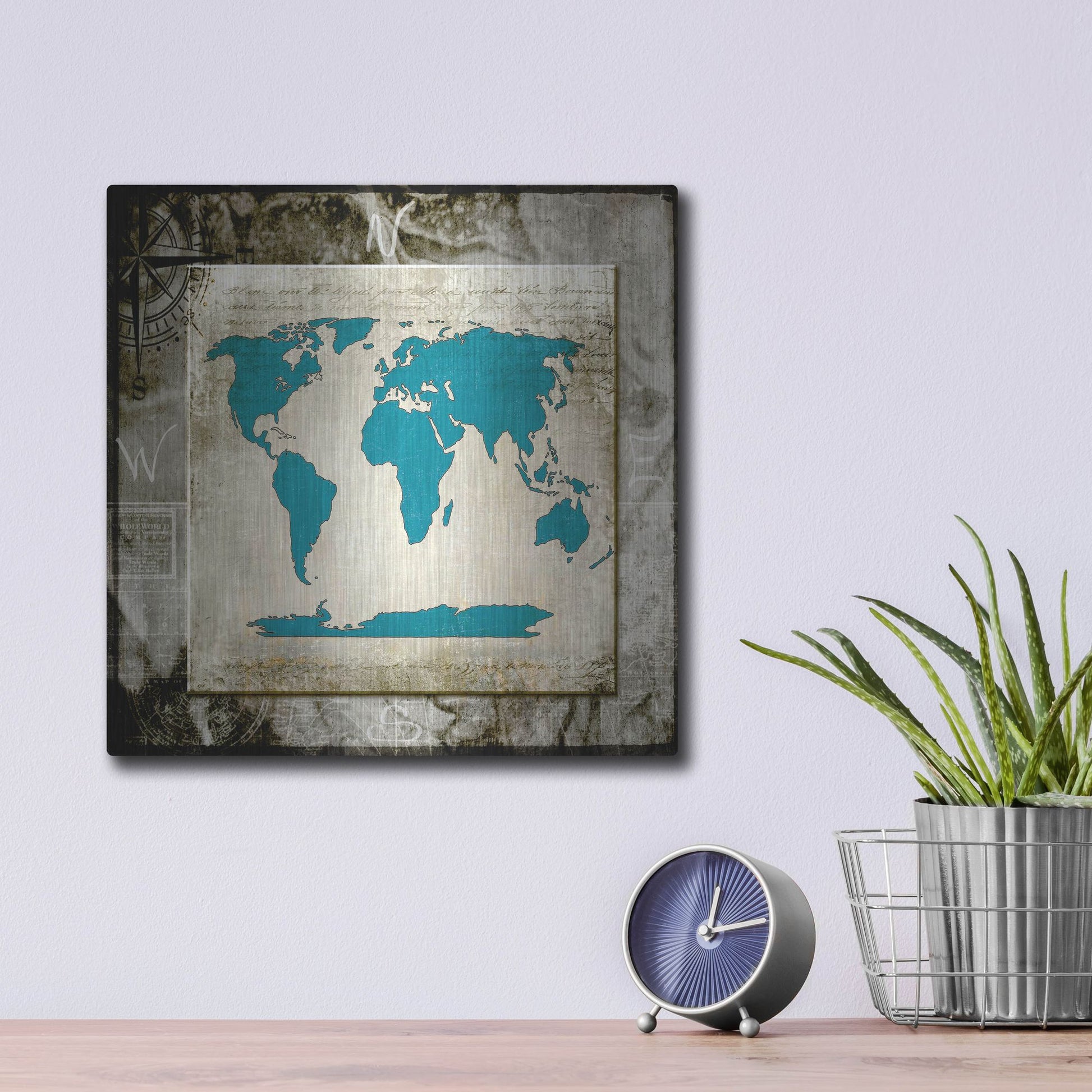 Luxe Metal Art 'Sea Map II' by Lightbox Journal, Metal Wall Art,12x12