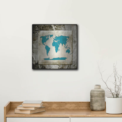 Luxe Metal Art 'Sea Map II' by Lightbox Journal, Metal Wall Art,12x12