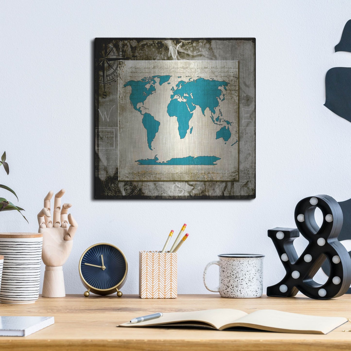 Luxe Metal Art 'Sea Map II' by Lightbox Journal, Metal Wall Art,12x12
