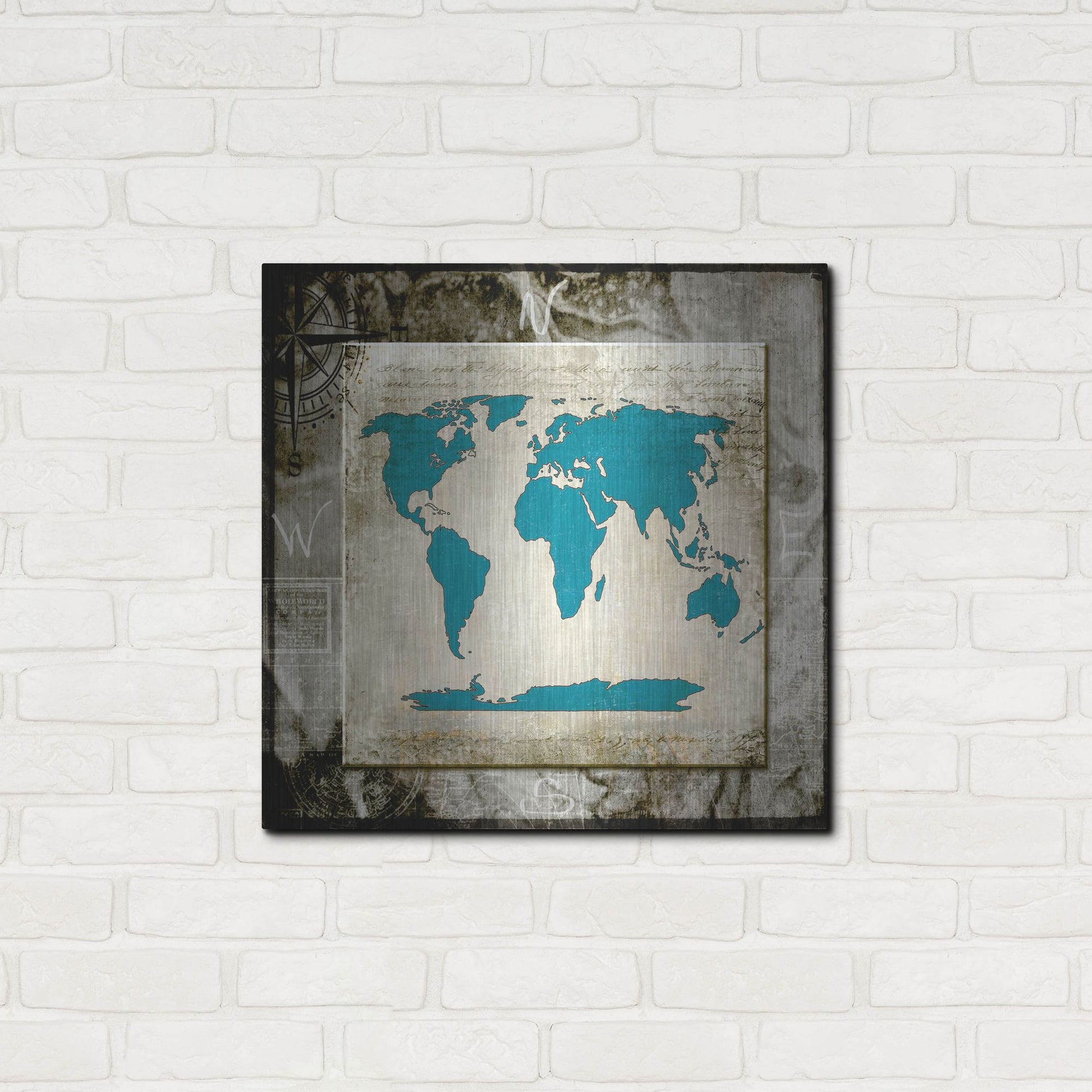 Luxe Metal Art 'Sea Map II' by Lightbox Journal, Metal Wall Art,24x24