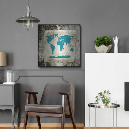 Luxe Metal Art 'Sea Map II' by Lightbox Journal, Metal Wall Art,24x24