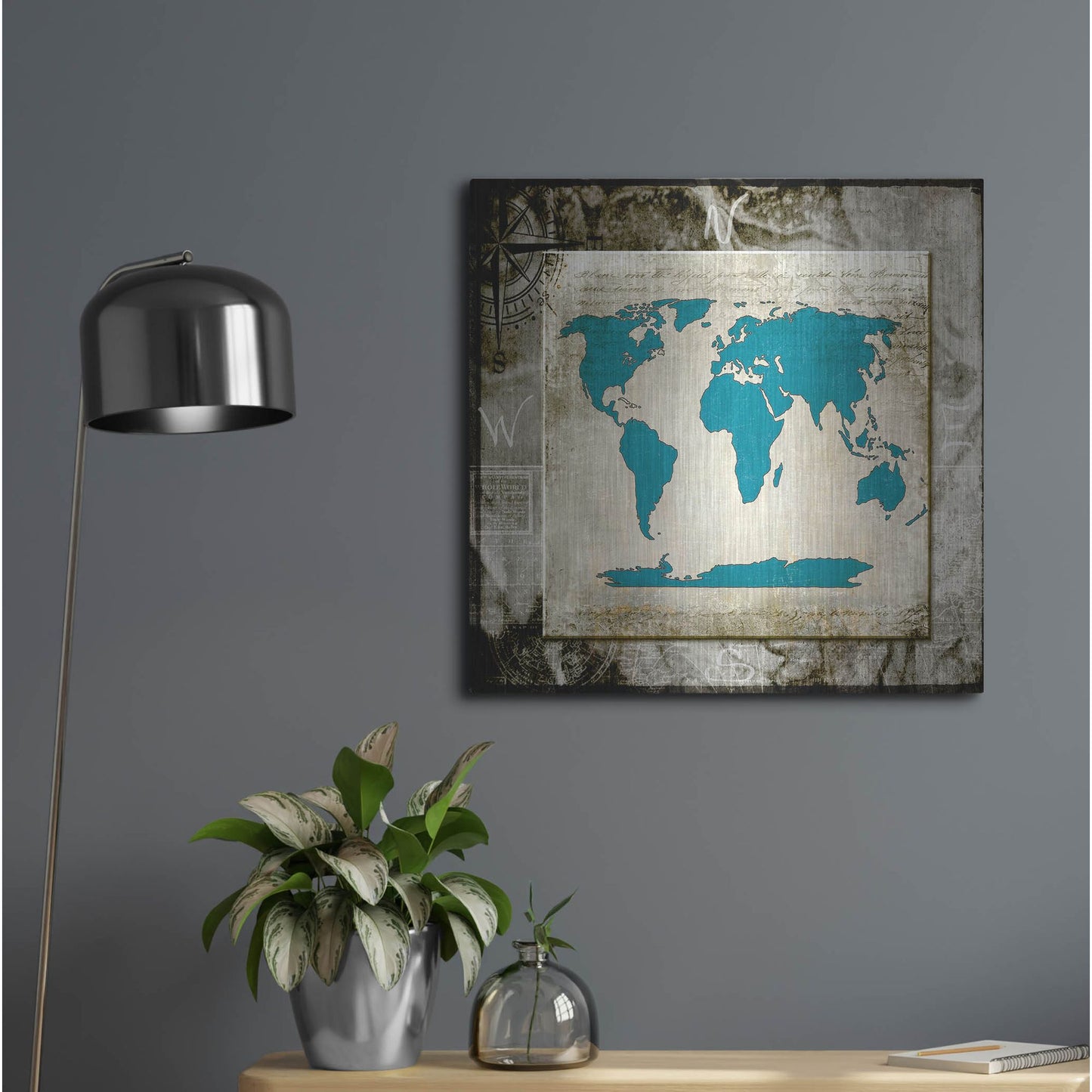 Luxe Metal Art 'Sea Map II' by Lightbox Journal, Metal Wall Art,24x24