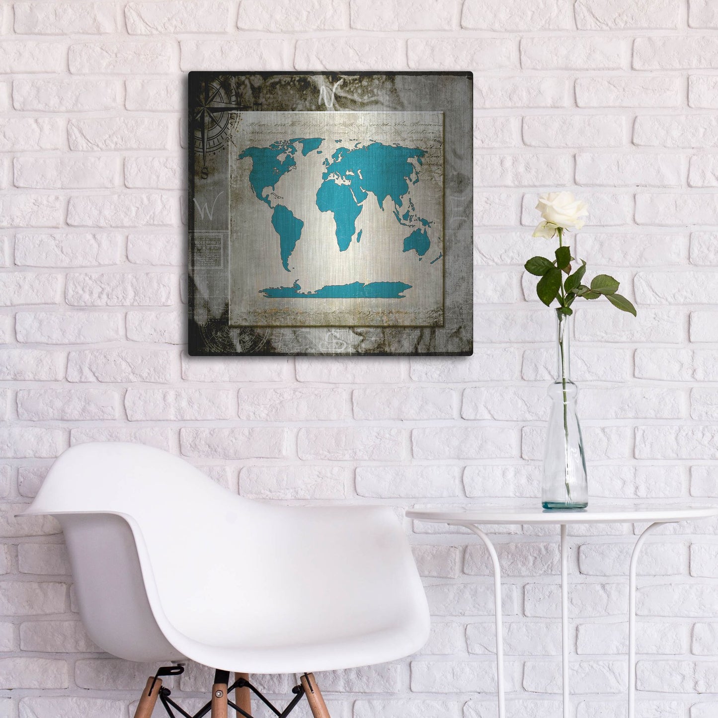 Luxe Metal Art 'Sea Map II' by Lightbox Journal, Metal Wall Art,24x24