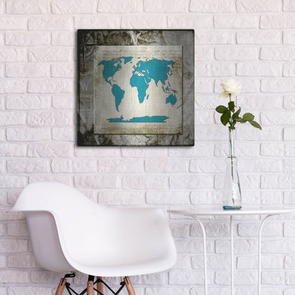 Luxe Metal Art 'Sea Map II' by Lightbox Journal, Metal Wall Art,24x24