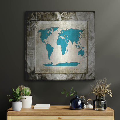 Luxe Metal Art 'Sea Map II' by Lightbox Journal, Metal Wall Art,24x24