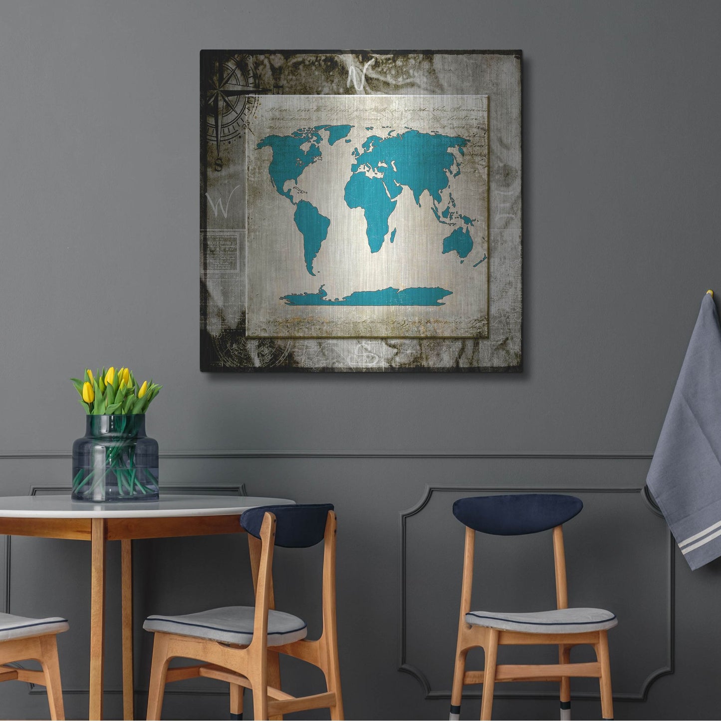 Luxe Metal Art 'Sea Map II' by Lightbox Journal, Metal Wall Art,36x36