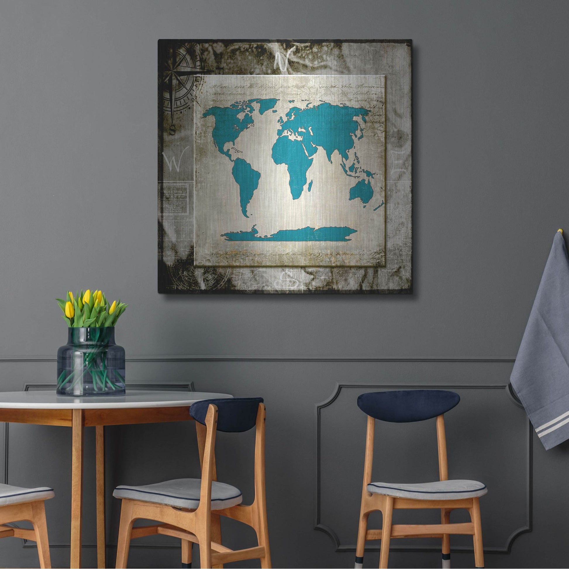 Luxe Metal Art 'Sea Map II' by Lightbox Journal, Metal Wall Art,36x36