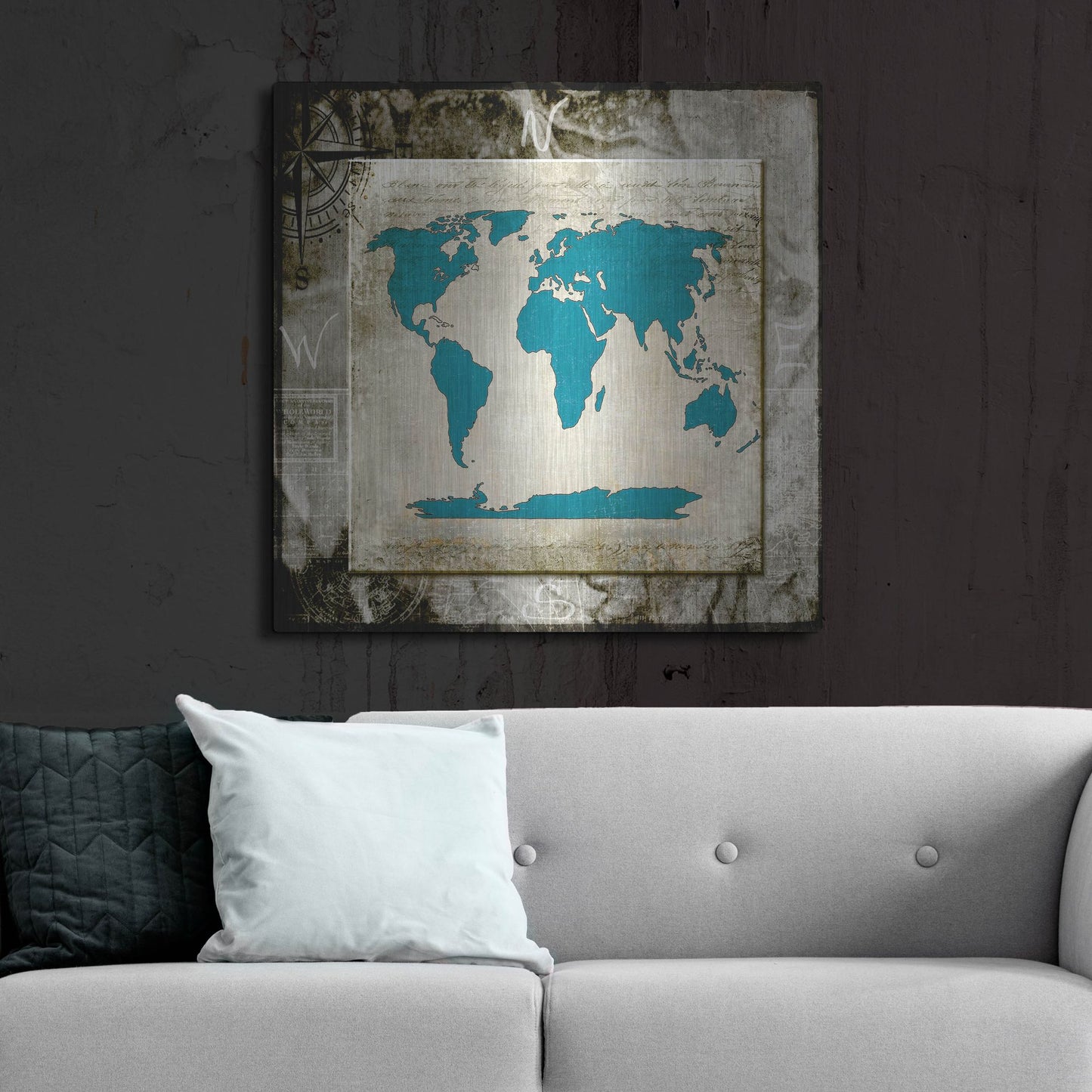 Luxe Metal Art 'Sea Map II' by Lightbox Journal, Metal Wall Art,36x36