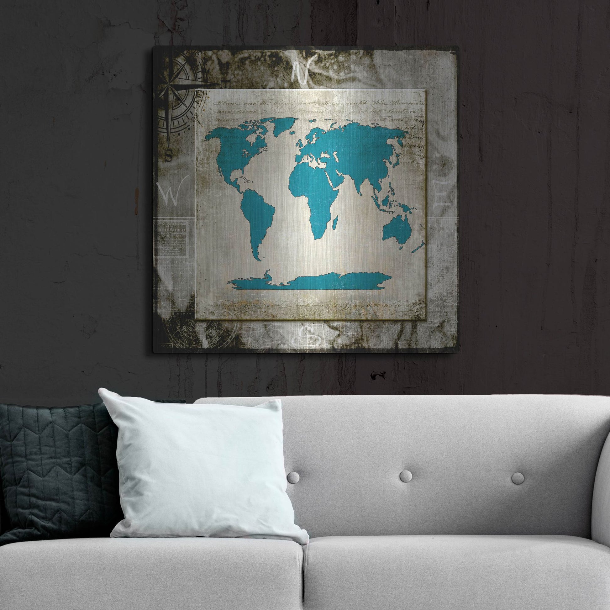 Luxe Metal Art 'Sea Map II' by Lightbox Journal, Metal Wall Art,36x36