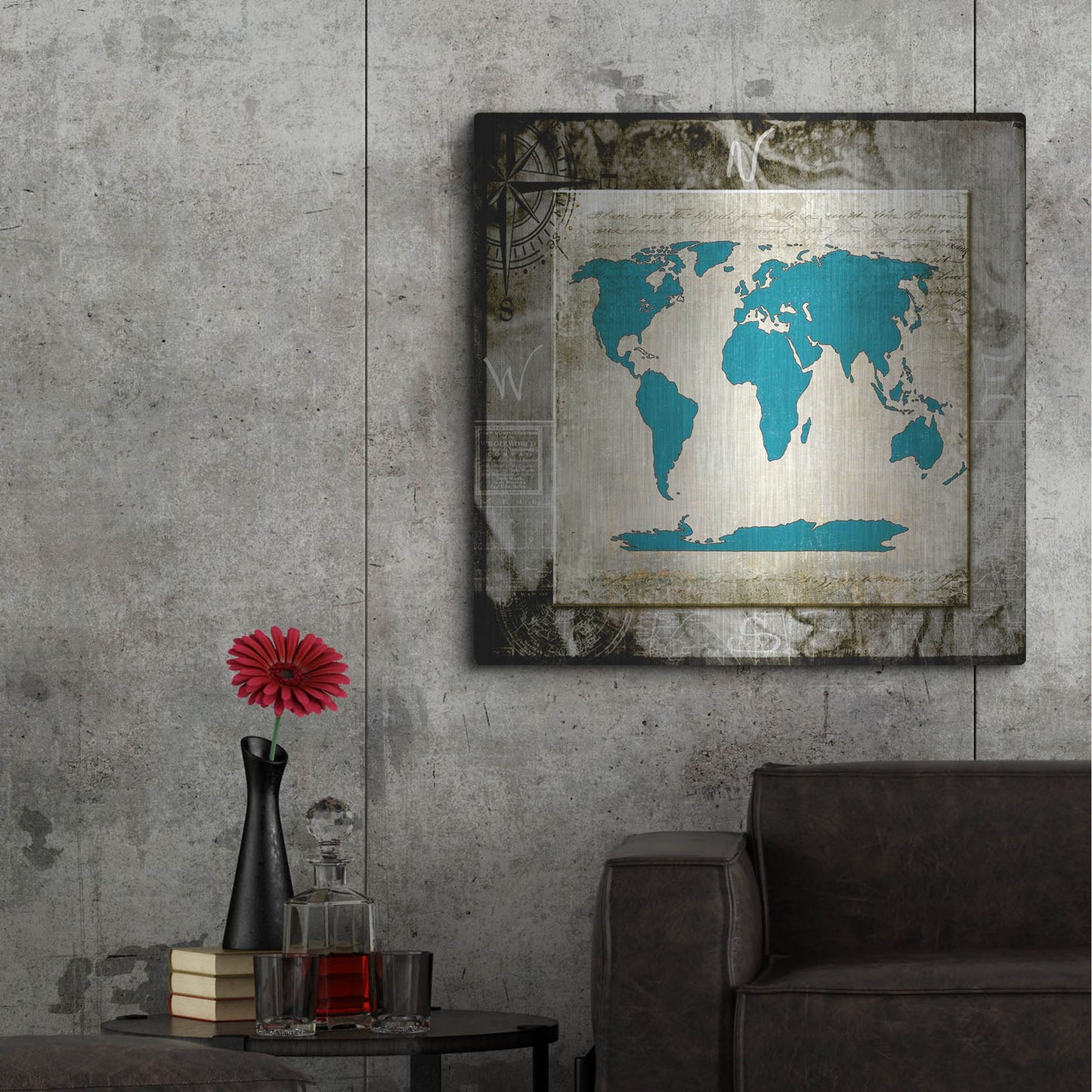 Luxe Metal Art 'Sea Map II' by Lightbox Journal, Metal Wall Art,36x36