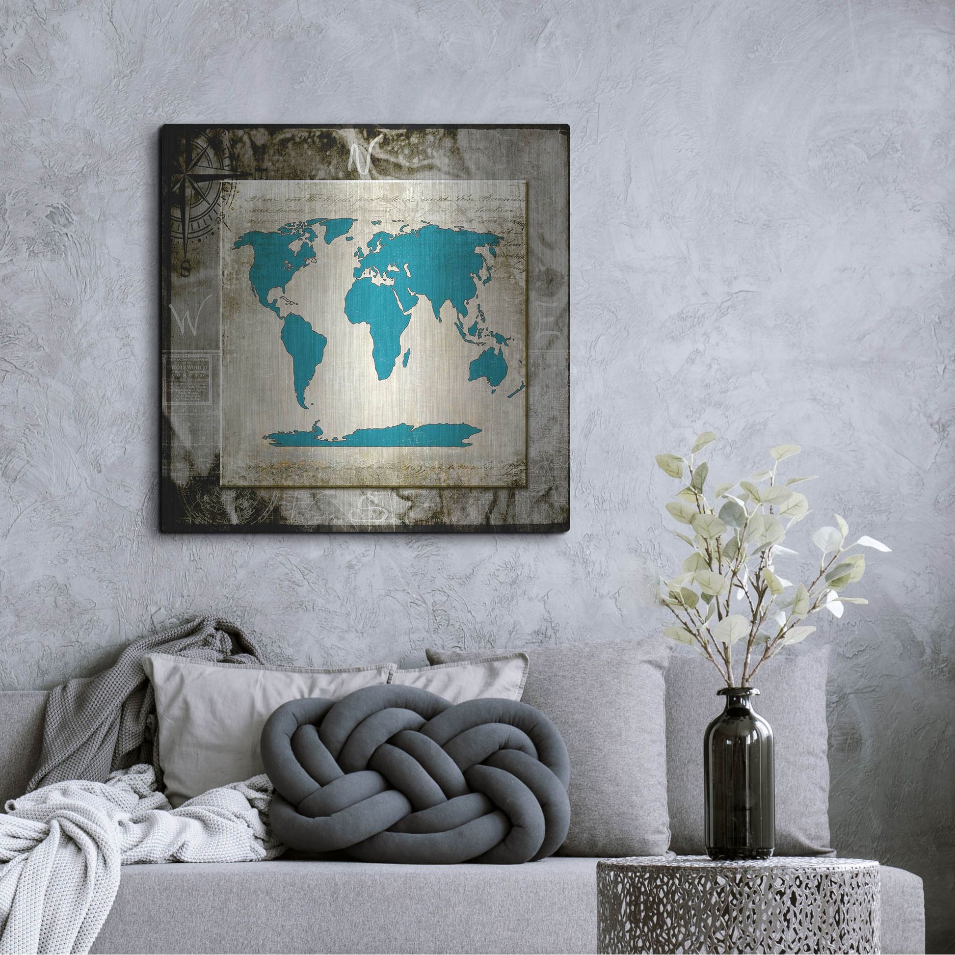 Luxe Metal Art 'Sea Map II' by Lightbox Journal, Metal Wall Art,36x36