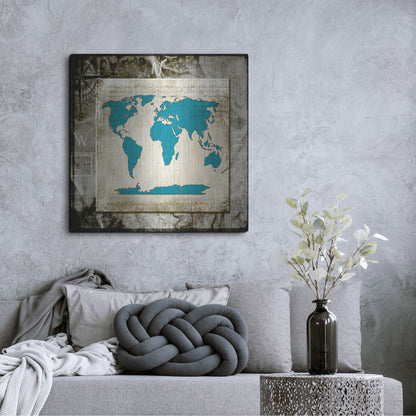 Luxe Metal Art 'Sea Map II' by Lightbox Journal, Metal Wall Art,36x36