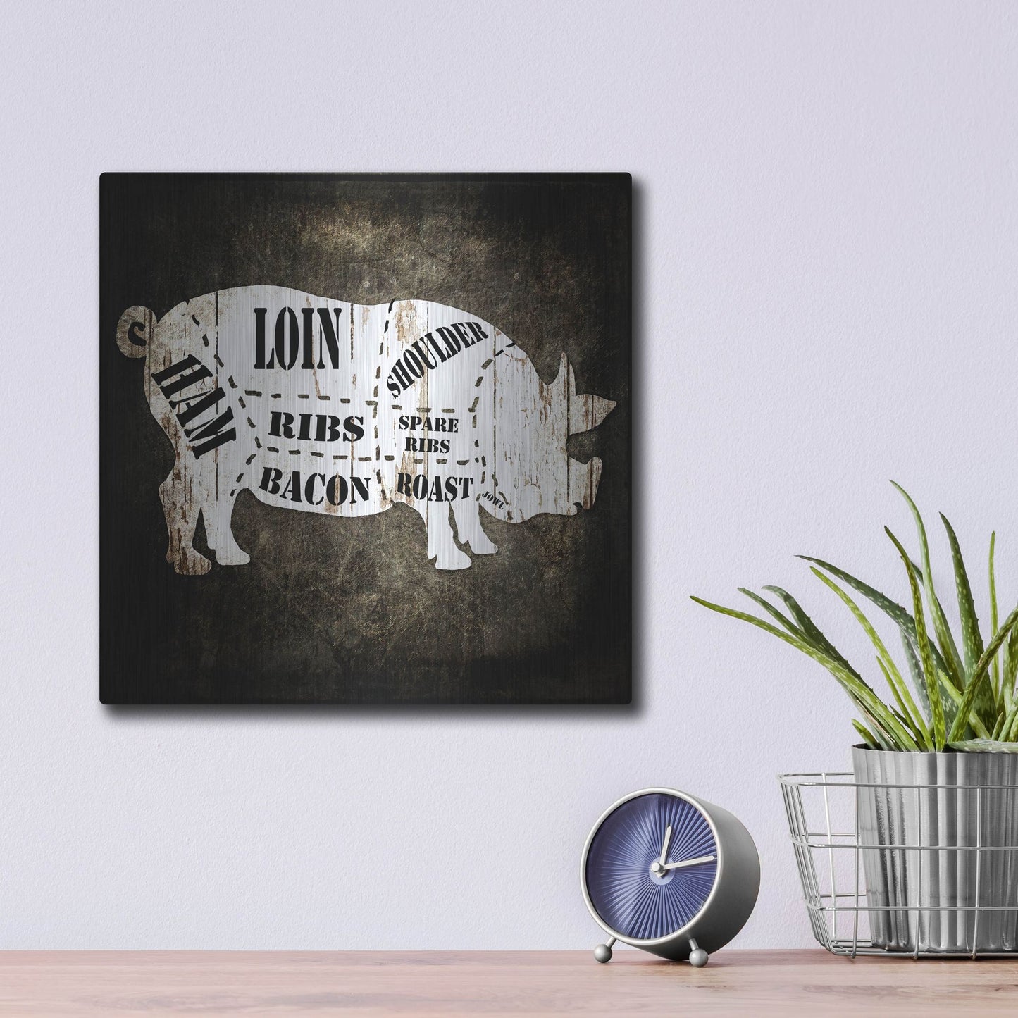 Luxe Metal Art 'Butcher Shop I' by Lightbox Journal, Metal Wall Art,12x12