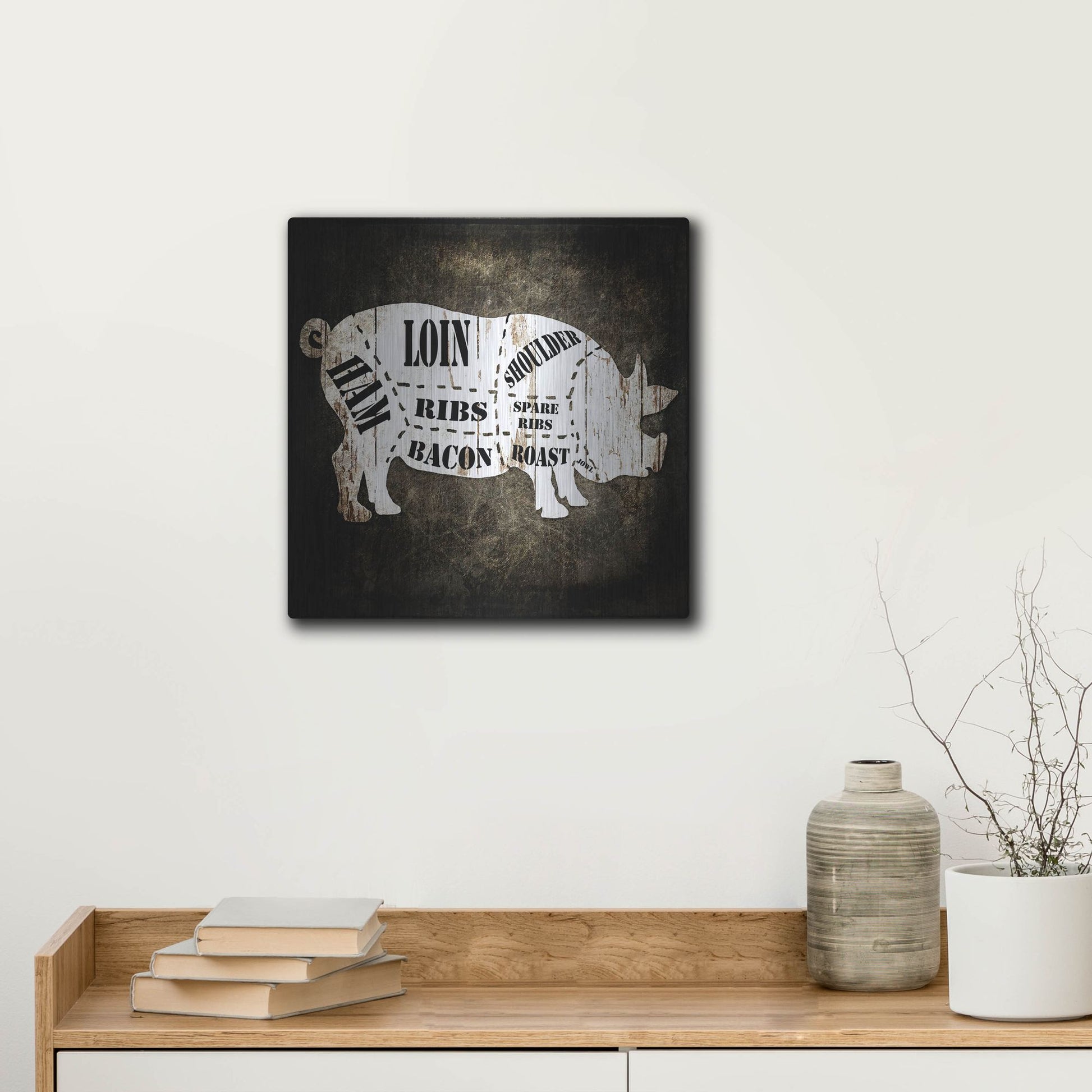 Luxe Metal Art 'Butcher Shop I' by Lightbox Journal, Metal Wall Art,12x12