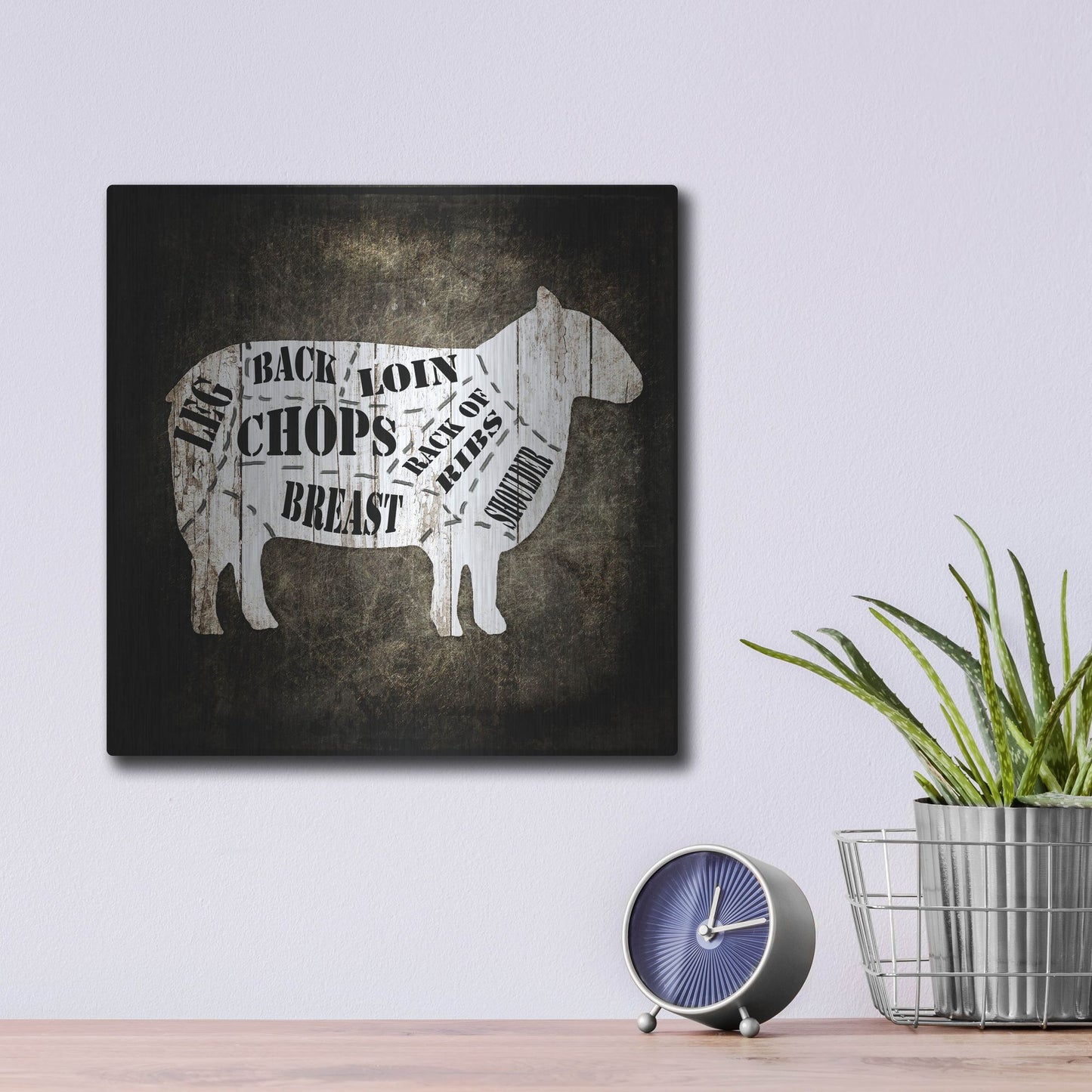 Luxe Metal Art 'Butcher Shop IV' by Lightbox Journal, Metal Wall Art,12x12