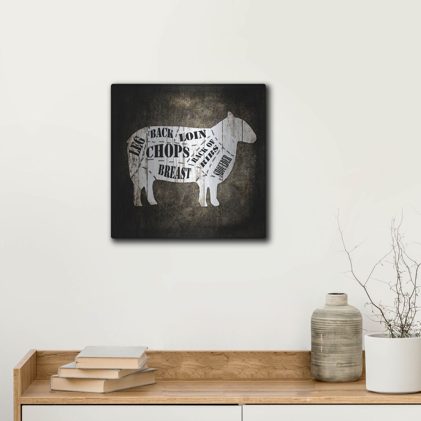 Luxe Metal Art 'Butcher Shop IV' by Lightbox Journal, Metal Wall Art,12x12