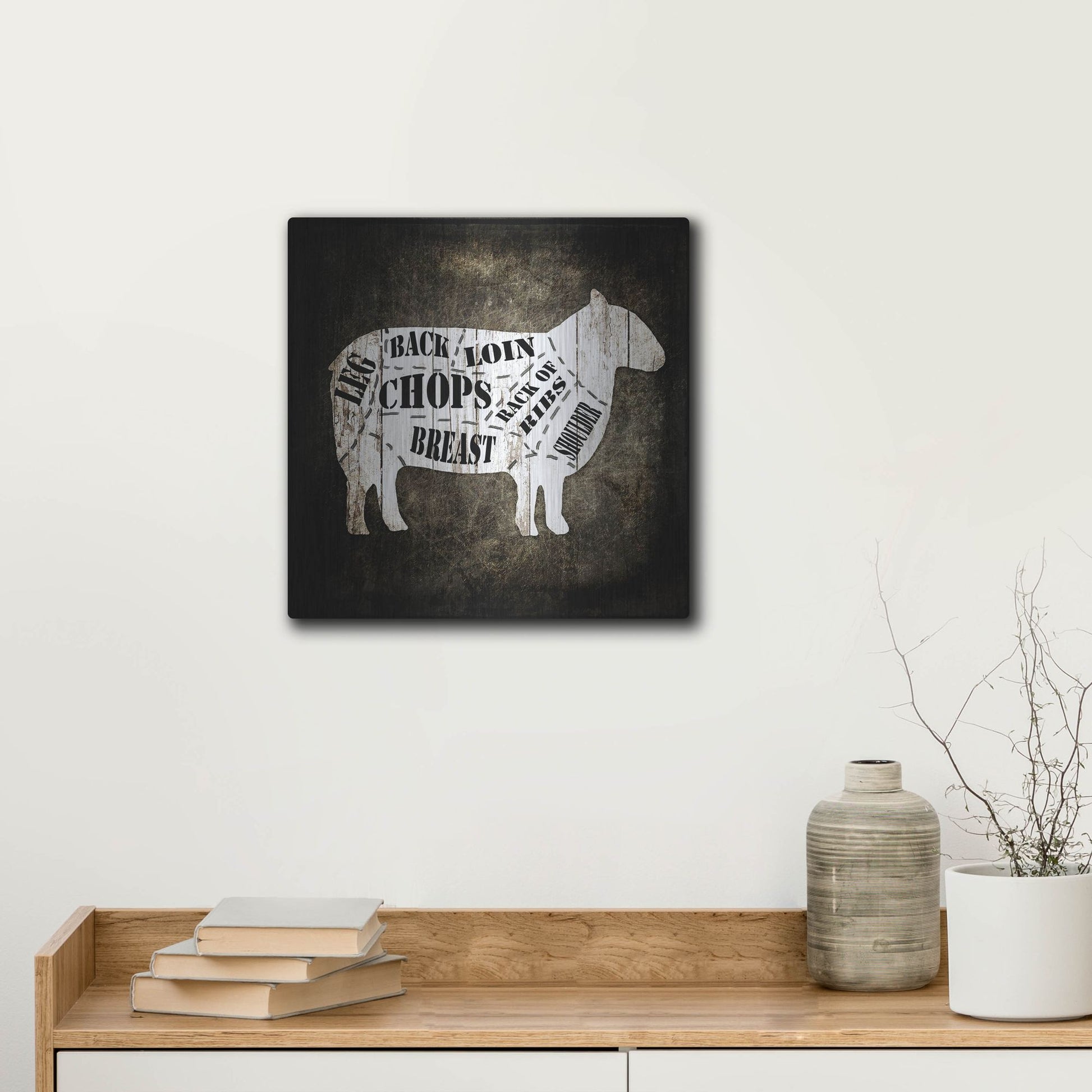 Luxe Metal Art 'Butcher Shop IV' by Lightbox Journal, Metal Wall Art,12x12