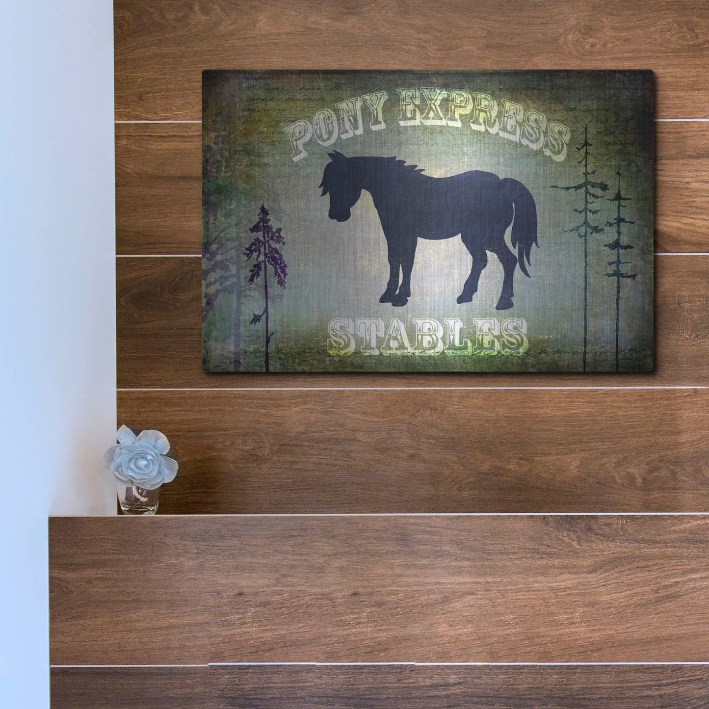 Luxe Metal Art 'Country Horse I' by Lightbox Journal, Metal Wall Art,16x12