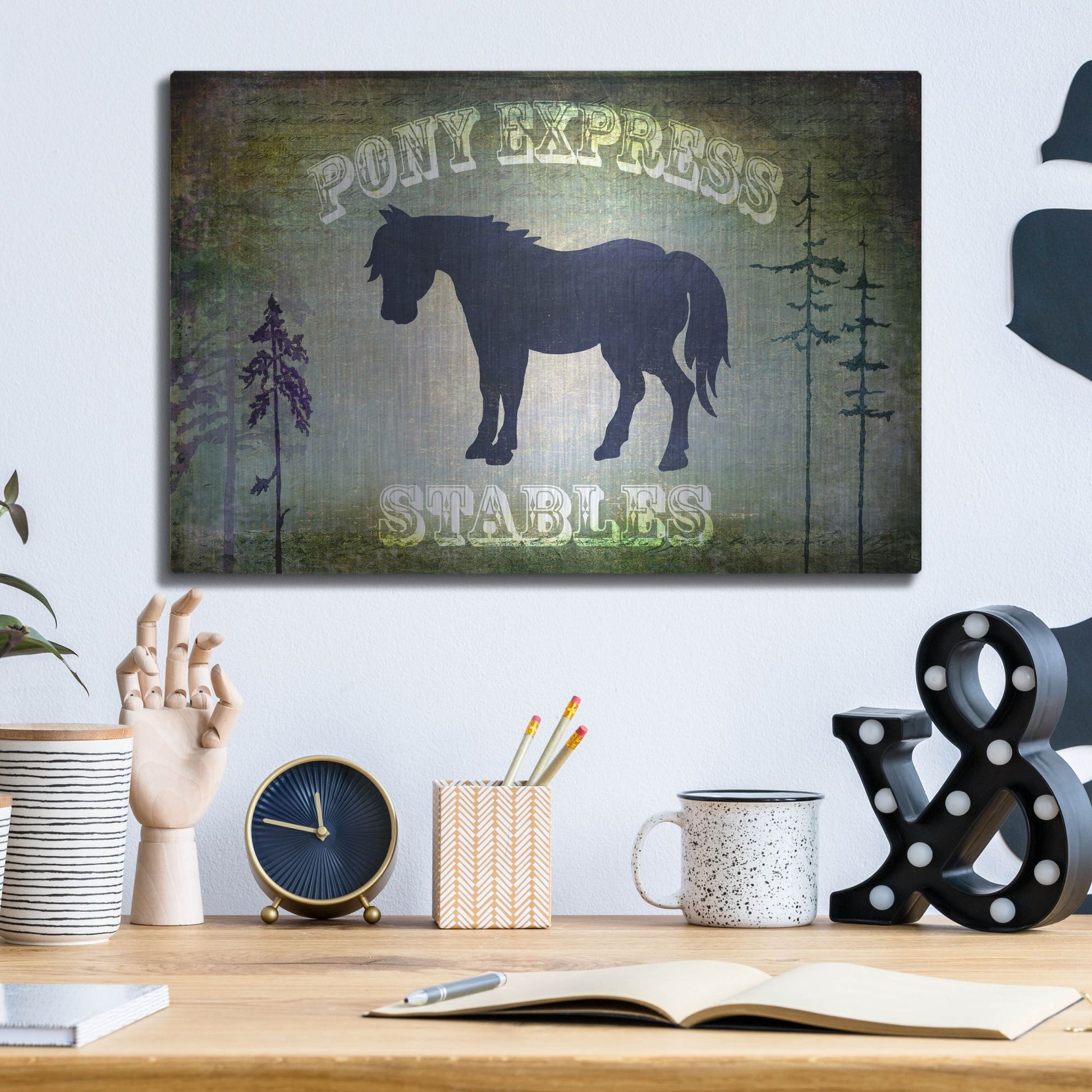 Luxe Metal Art 'Country Horse I' by Lightbox Journal, Metal Wall Art,16x12