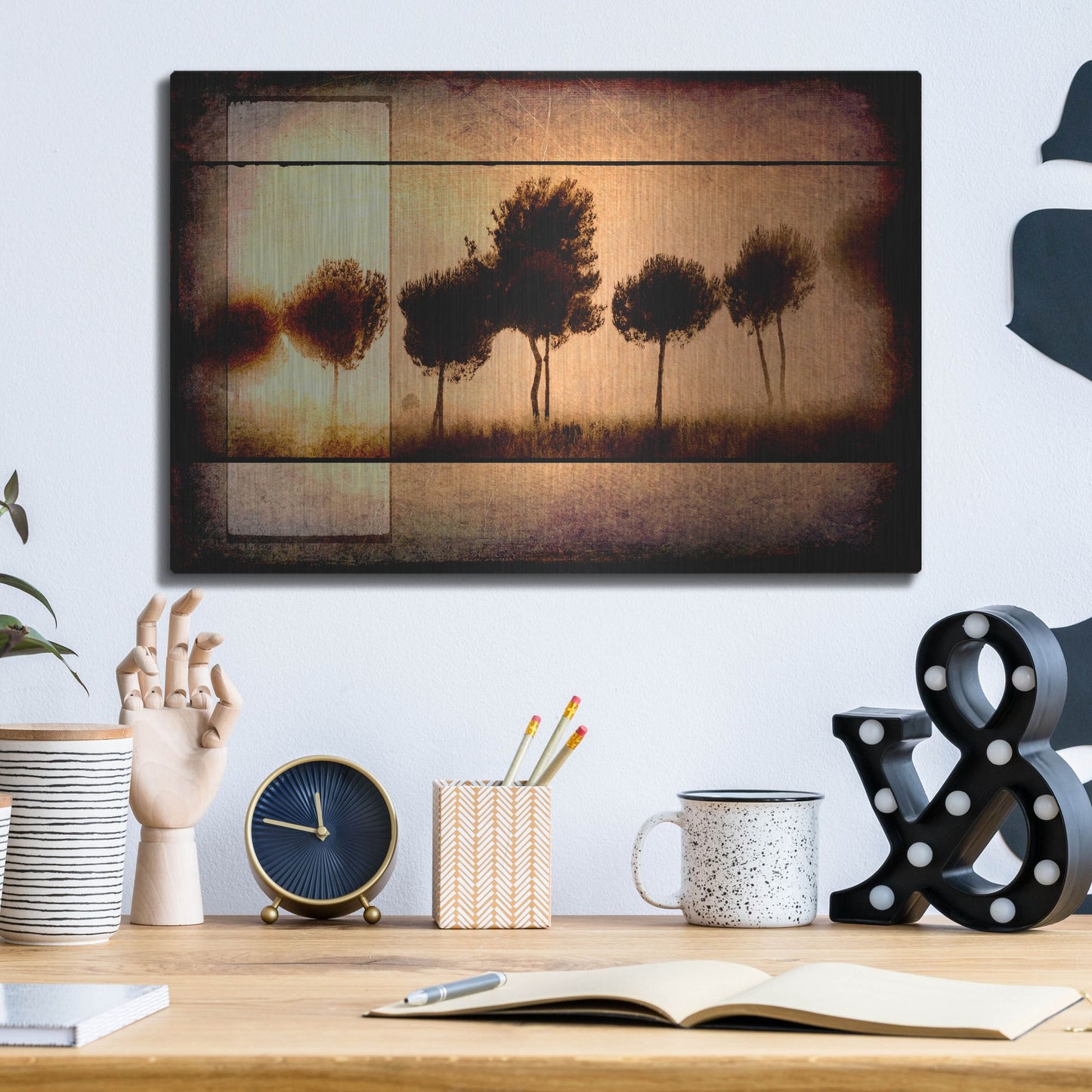 Luxe Metal Art 'For the Love of Trees I' by Lightbox Journal, Metal Wall Art,16x12