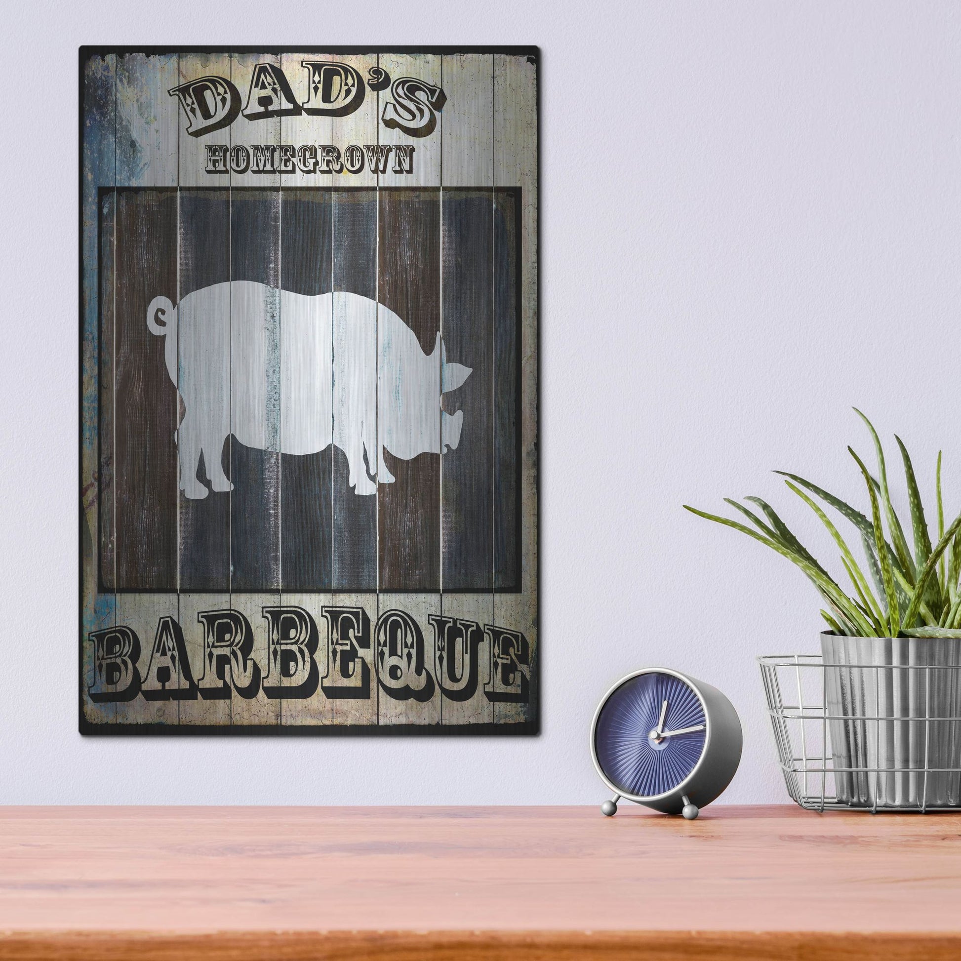 Luxe Metal Art 'Dads BBQ 2' by Lightbox Journal, Metal Wall Art,12x16