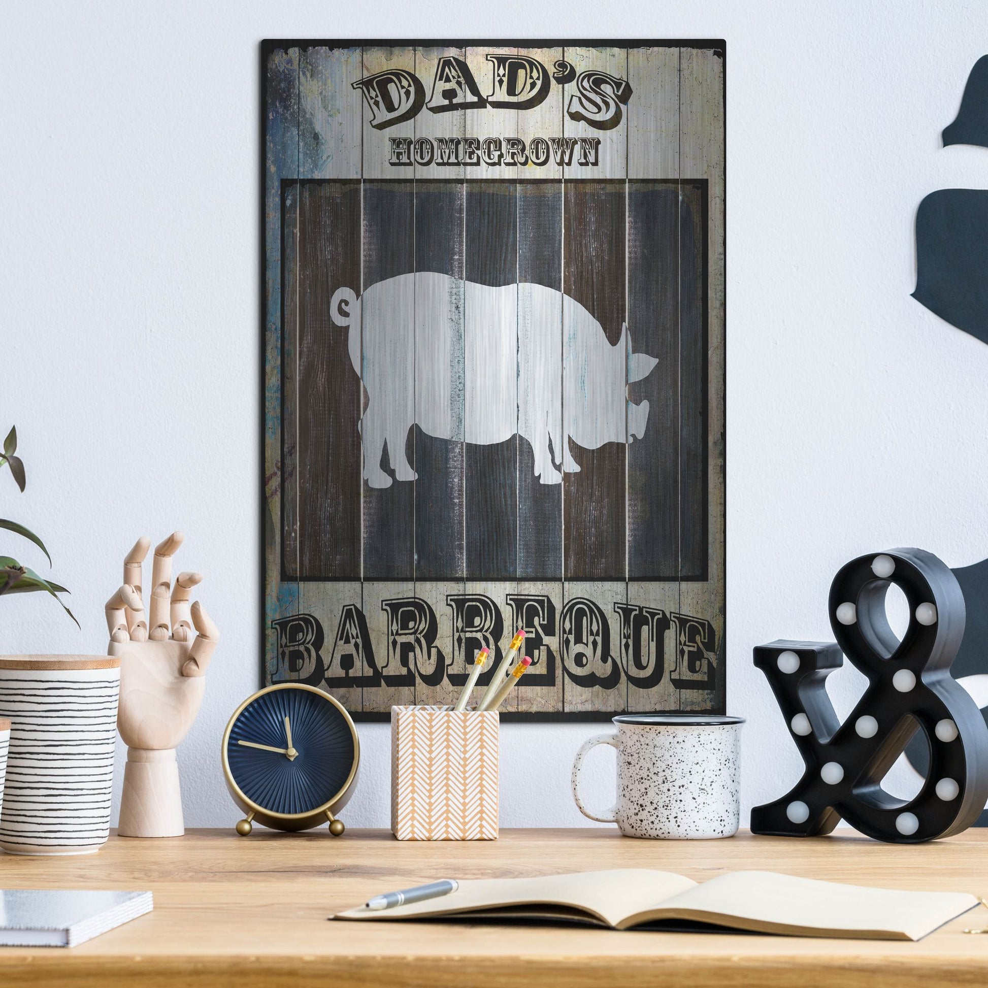Luxe Metal Art 'Dads BBQ 2' by Lightbox Journal, Metal Wall Art,12x16