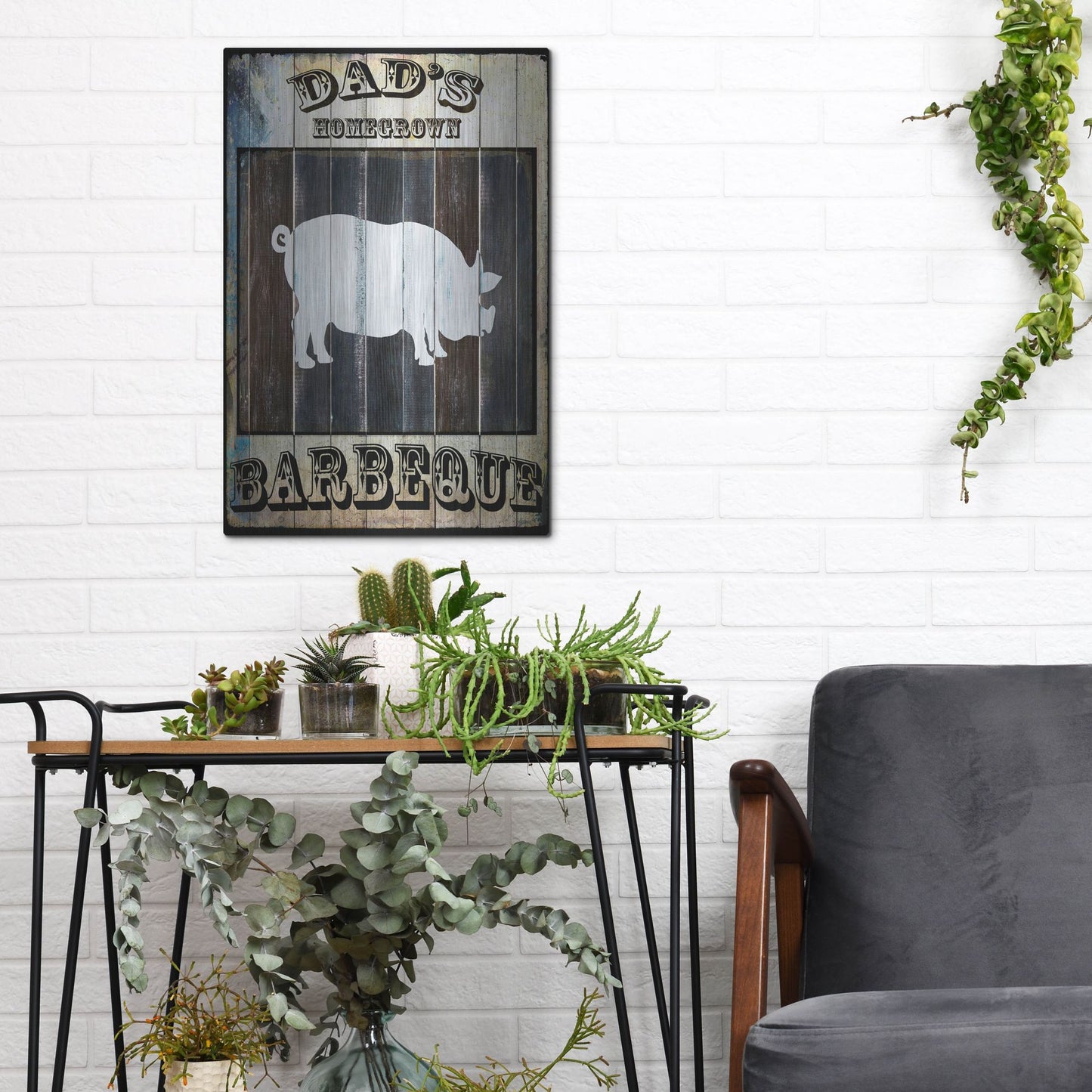 Luxe Metal Art 'Dads BBQ 2' by Lightbox Journal, Metal Wall Art,12x16