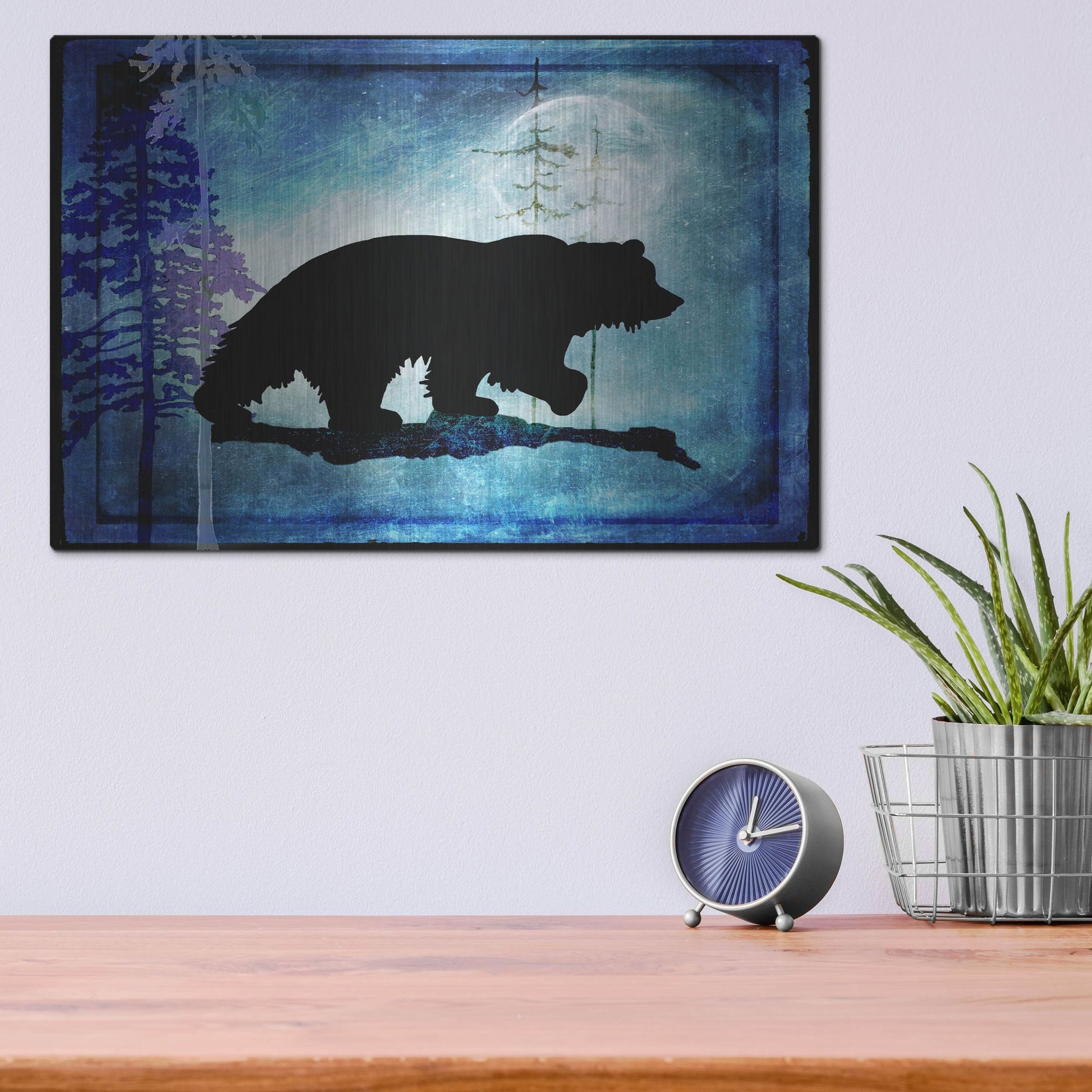 Luxe Metal Art 'Midnight Bear' by Lightbox Journal, Metal Wall Art,16x12