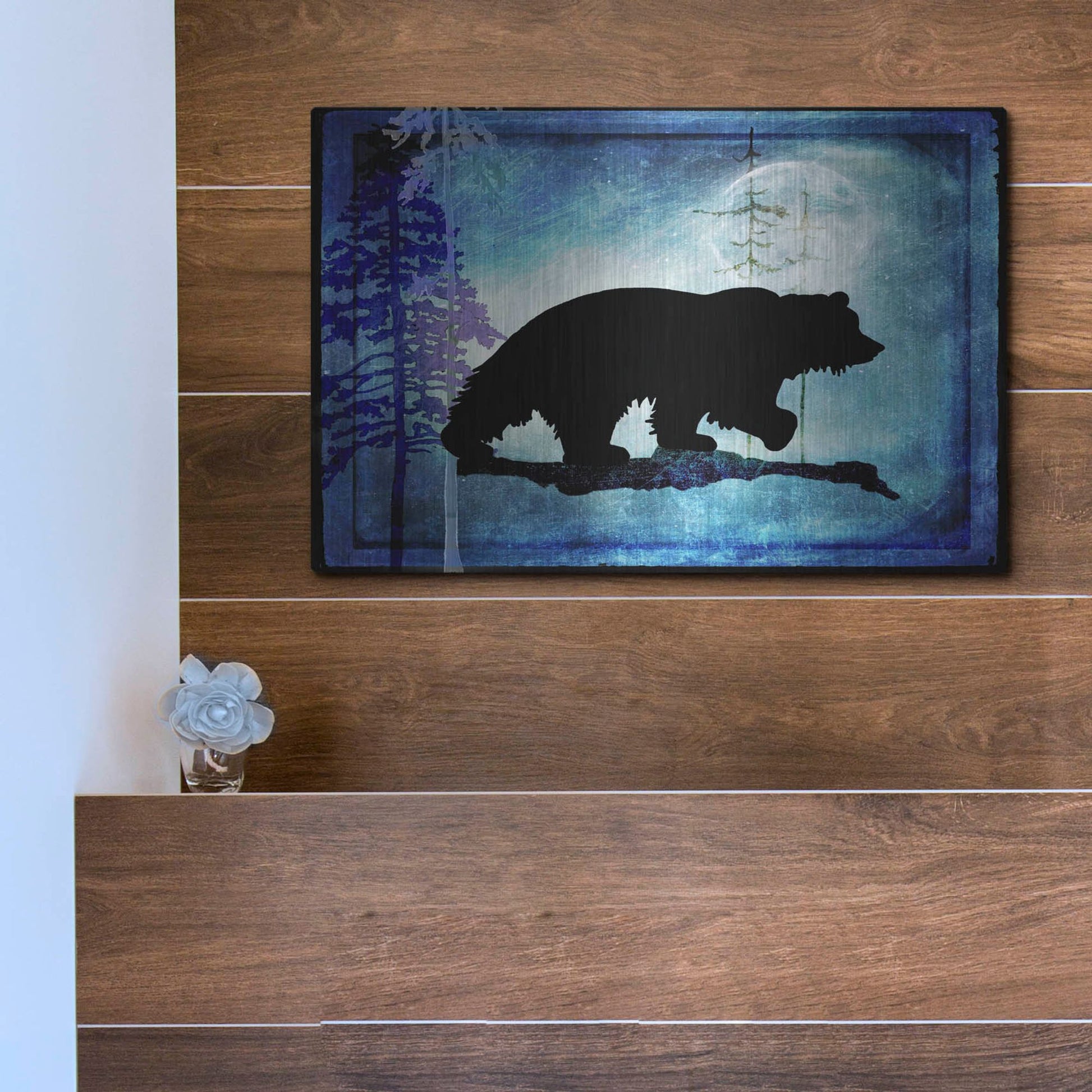 Luxe Metal Art 'Midnight Bear' by Lightbox Journal, Metal Wall Art,16x12