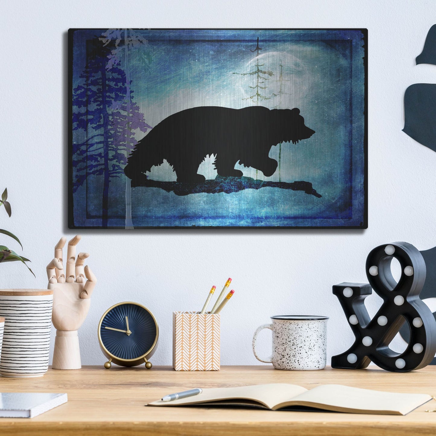 Luxe Metal Art 'Midnight Bear' by Lightbox Journal, Metal Wall Art,16x12