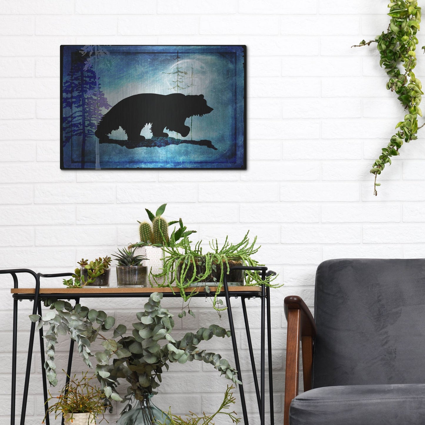 Luxe Metal Art 'Midnight Bear' by Lightbox Journal, Metal Wall Art,16x12