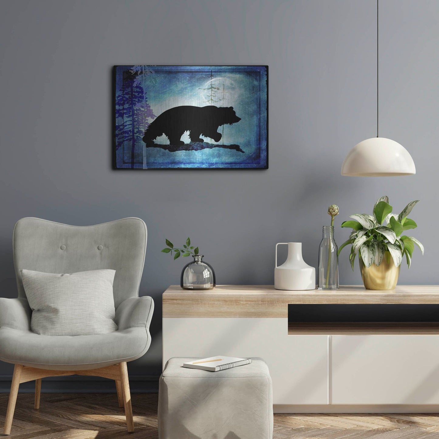 Luxe Metal Art 'Midnight Bear' by Lightbox Journal, Metal Wall Art,24x16