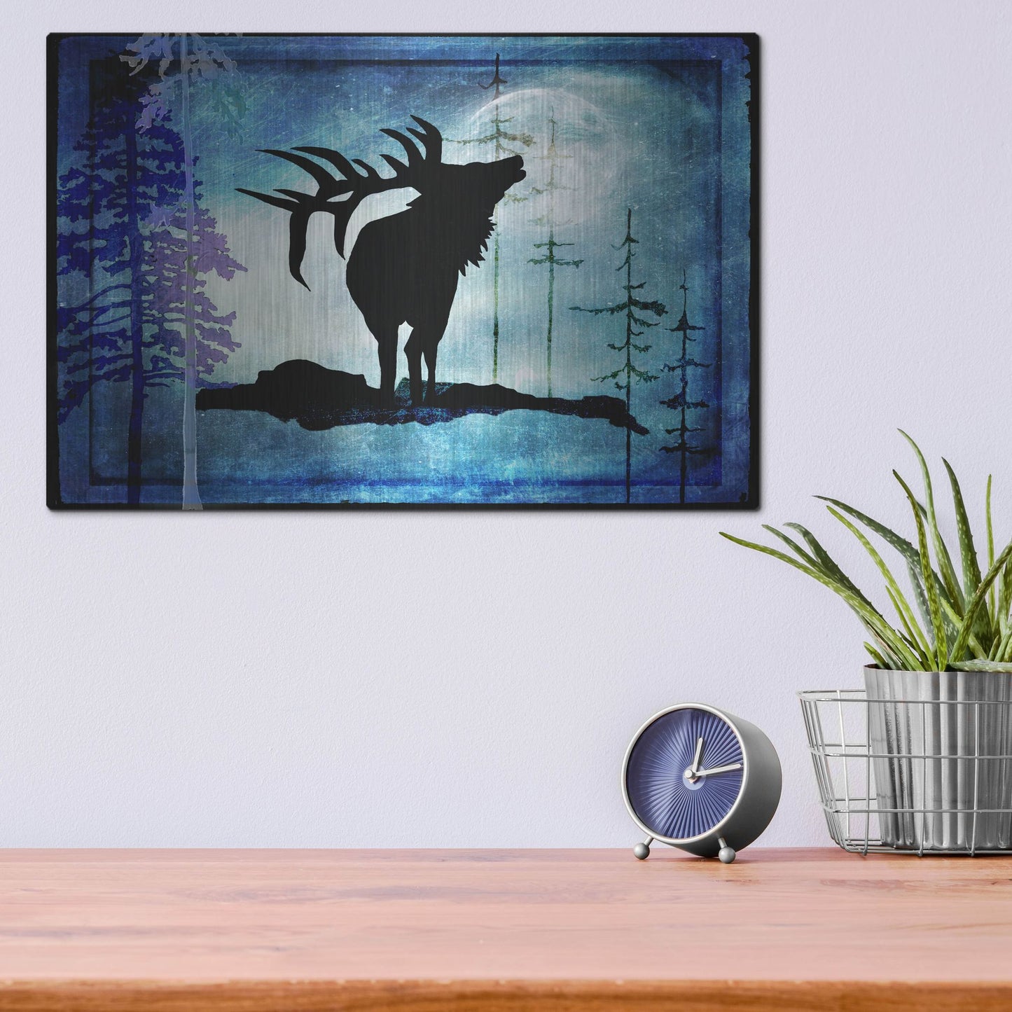 Luxe Metal Art 'Midnight Elk' by Lightbox Journal, Metal Wall Art,16x12