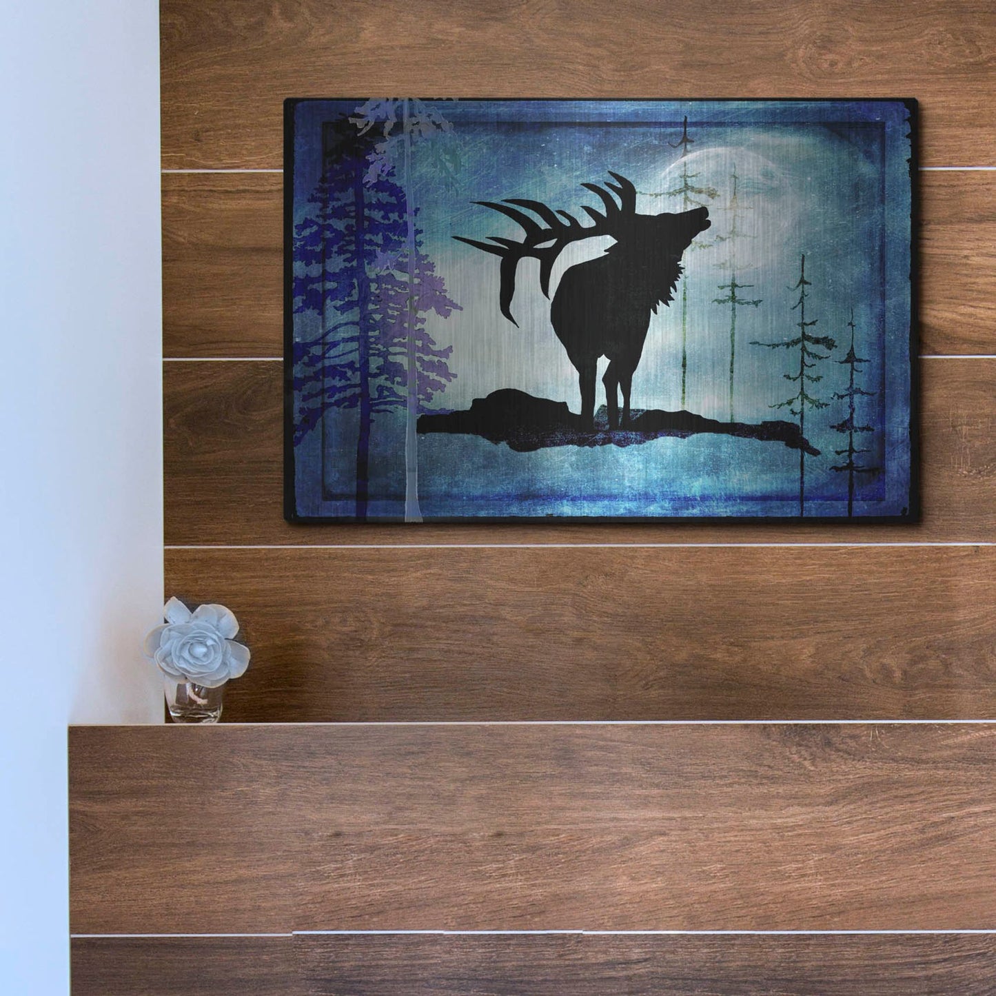 Luxe Metal Art 'Midnight Elk' by Lightbox Journal, Metal Wall Art,16x12