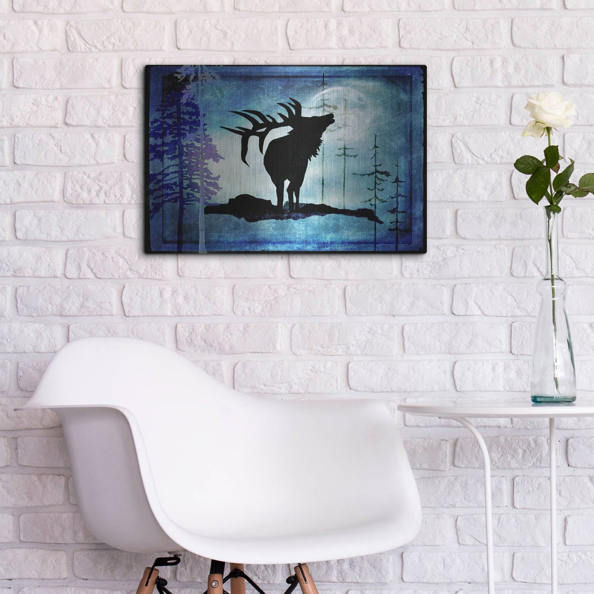 Luxe Metal Art 'Midnight Elk' by Lightbox Journal, Metal Wall Art,24x16