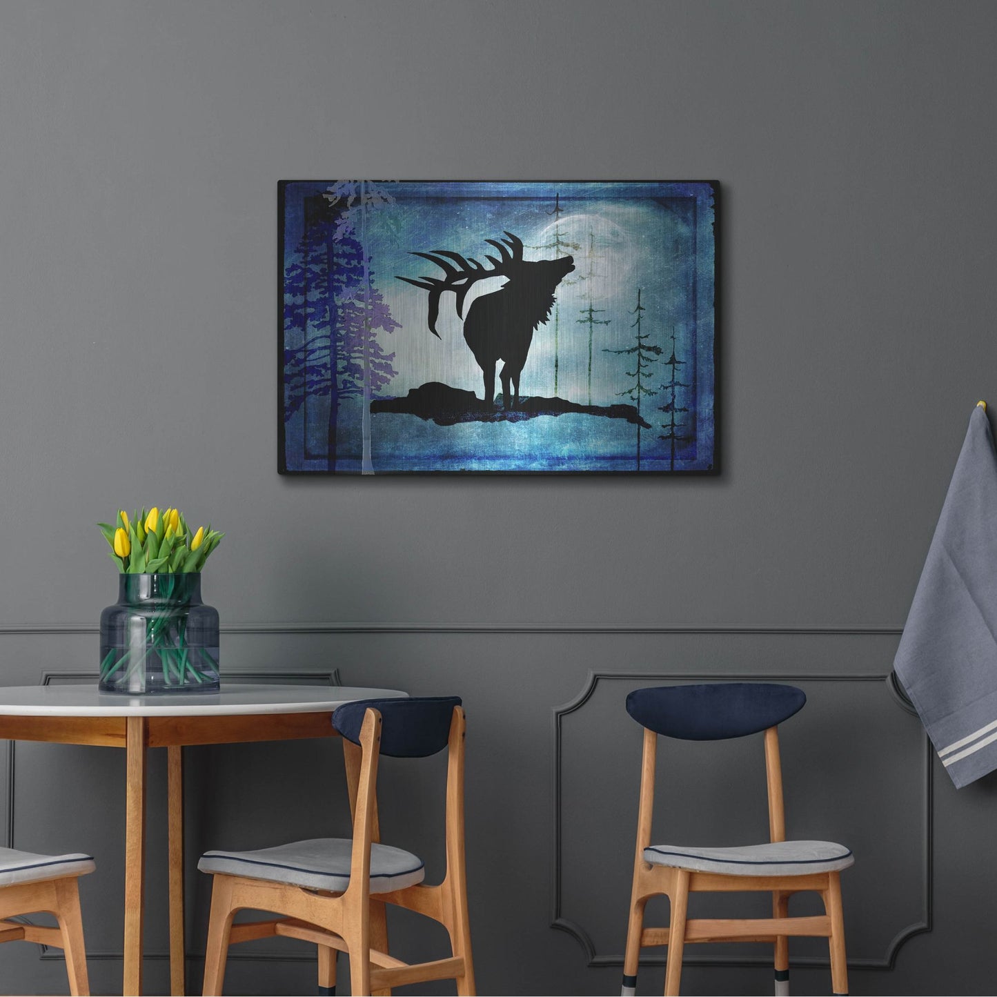 Luxe Metal Art 'Midnight Elk' by Lightbox Journal, Metal Wall Art,36x24