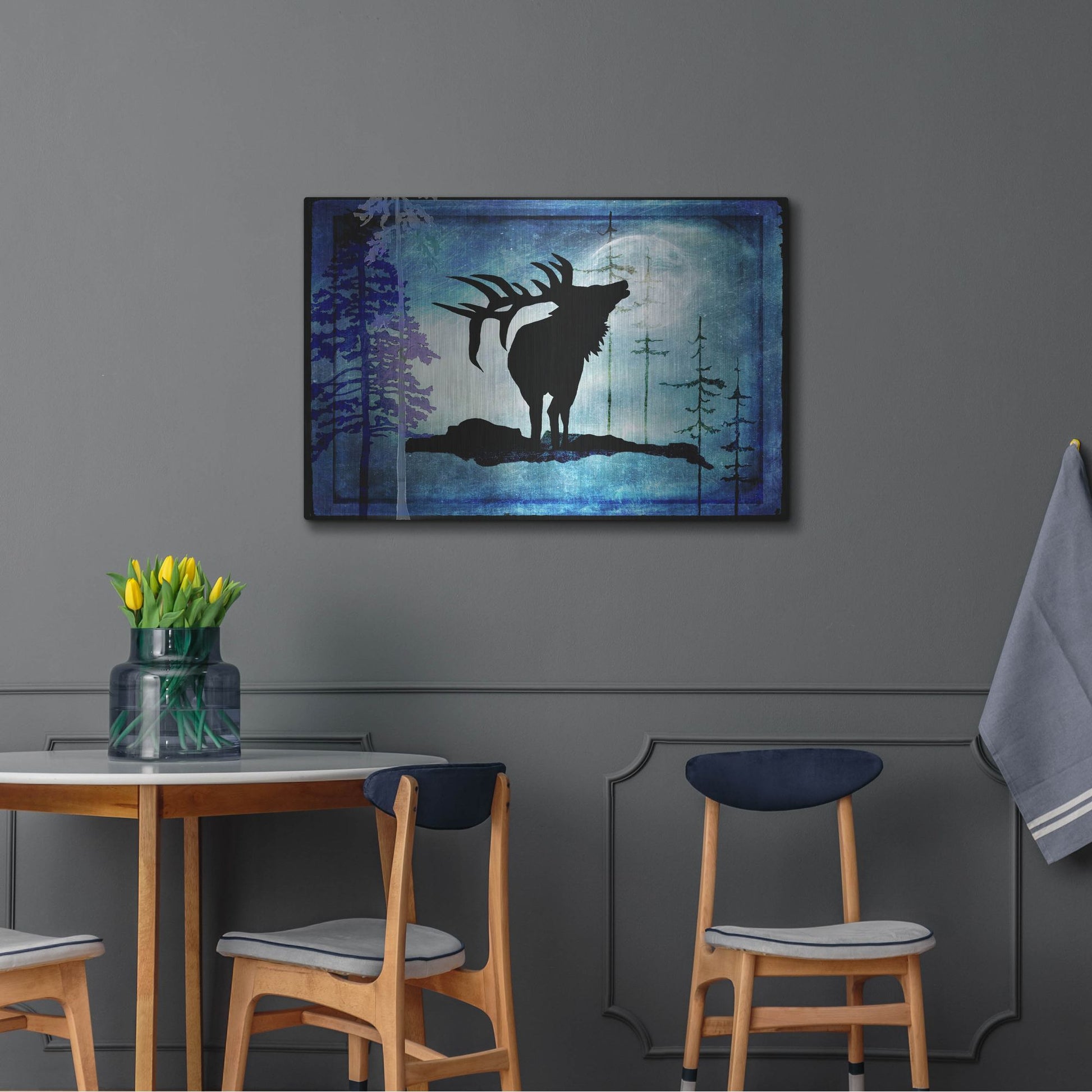 Luxe Metal Art 'Midnight Elk' by Lightbox Journal, Metal Wall Art,36x24