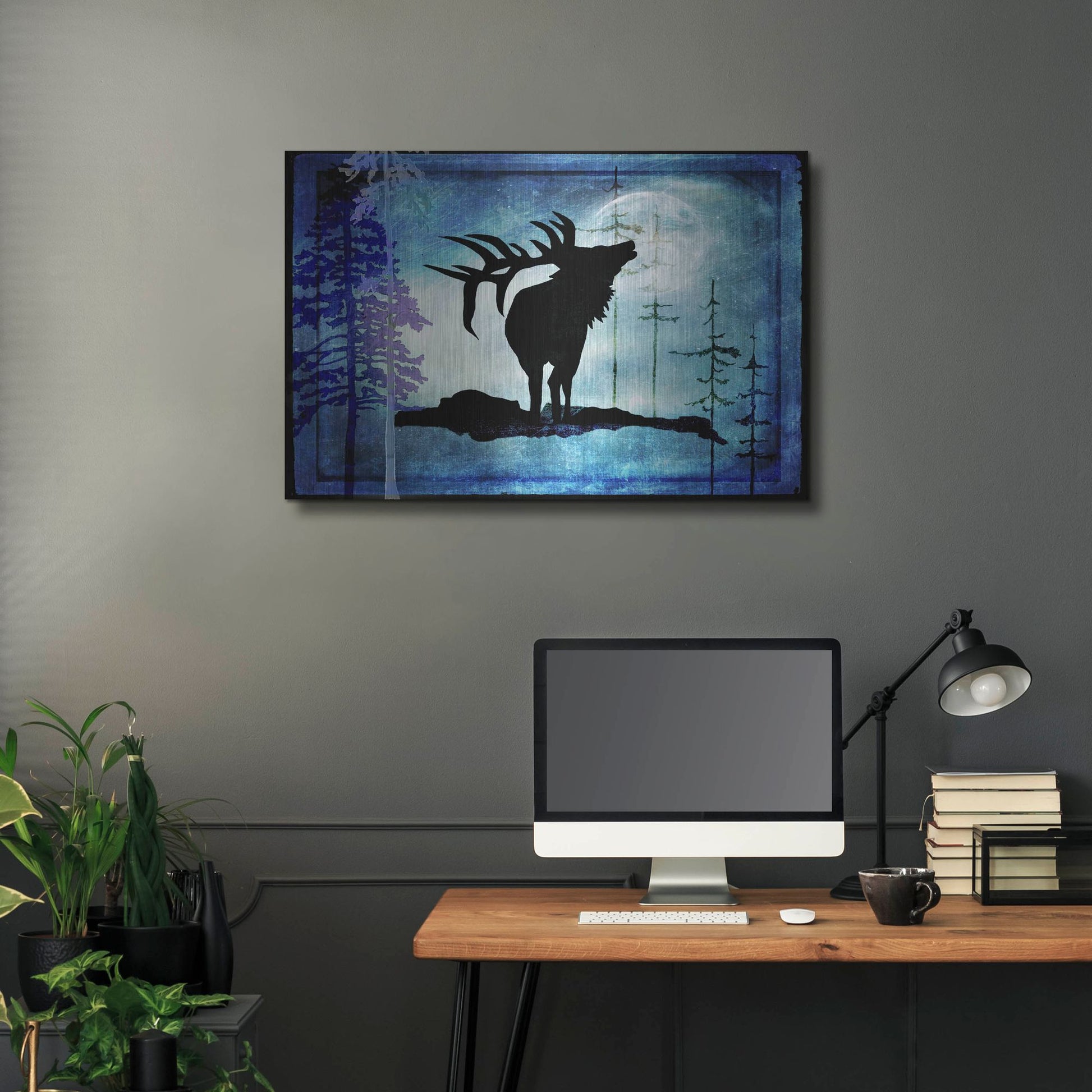 Luxe Metal Art 'Midnight Elk' by Lightbox Journal, Metal Wall Art,36x24