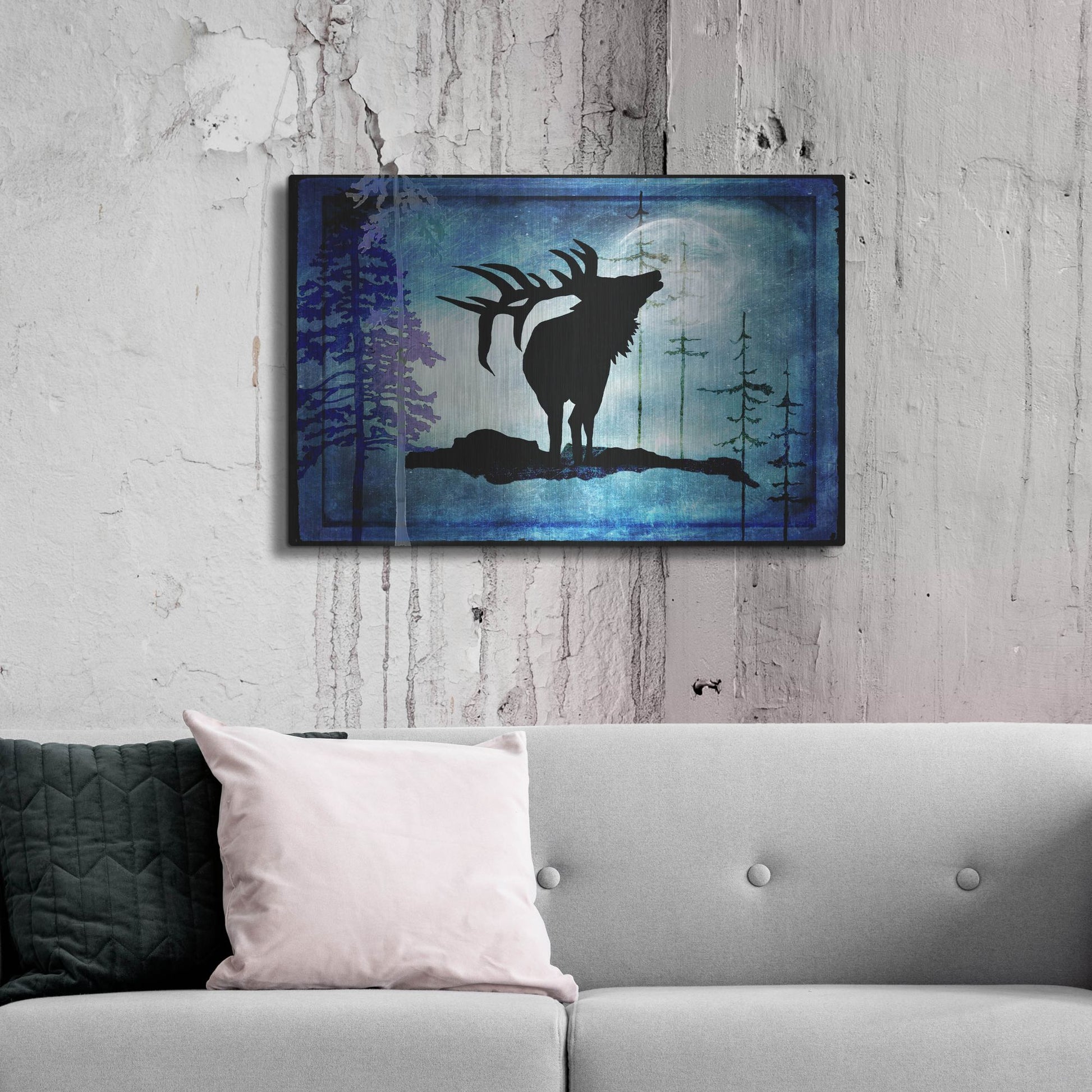 Luxe Metal Art 'Midnight Elk' by Lightbox Journal, Metal Wall Art,36x24