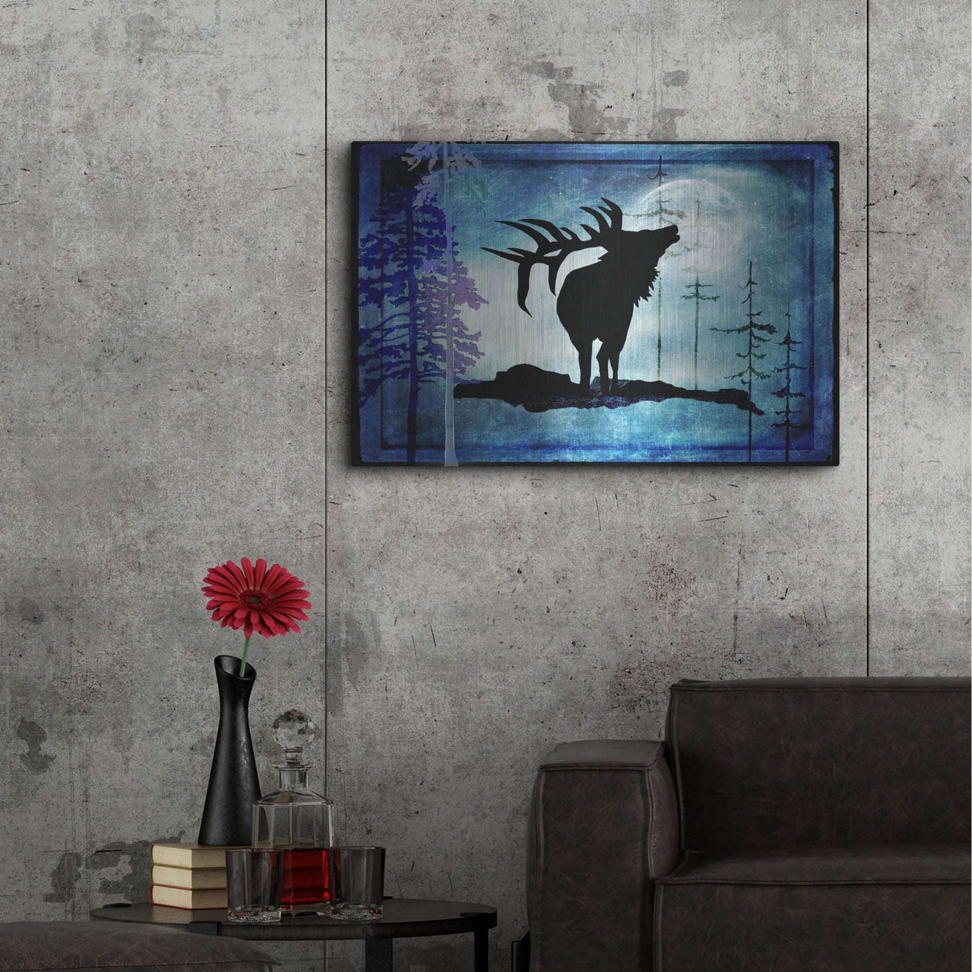 Luxe Metal Art 'Midnight Elk' by Lightbox Journal, Metal Wall Art,36x24