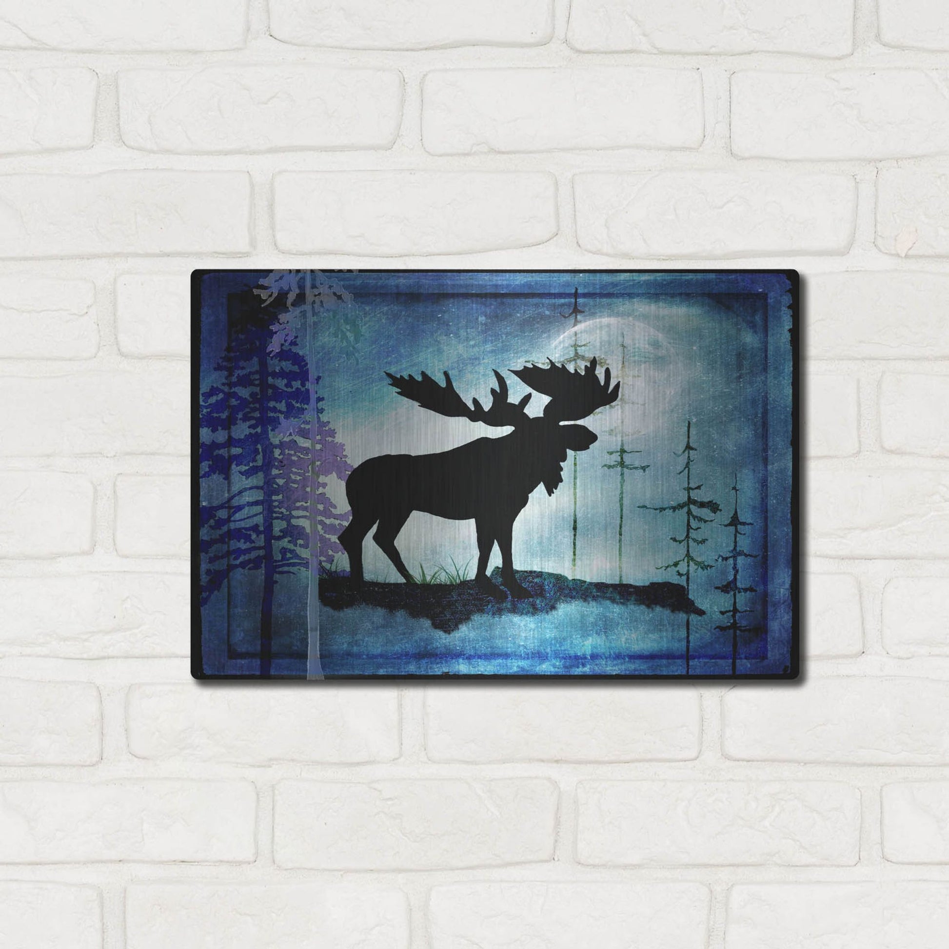 Luxe Metal Art 'Midnight Moose' by Lightbox Journal, Metal Wall Art,16x12