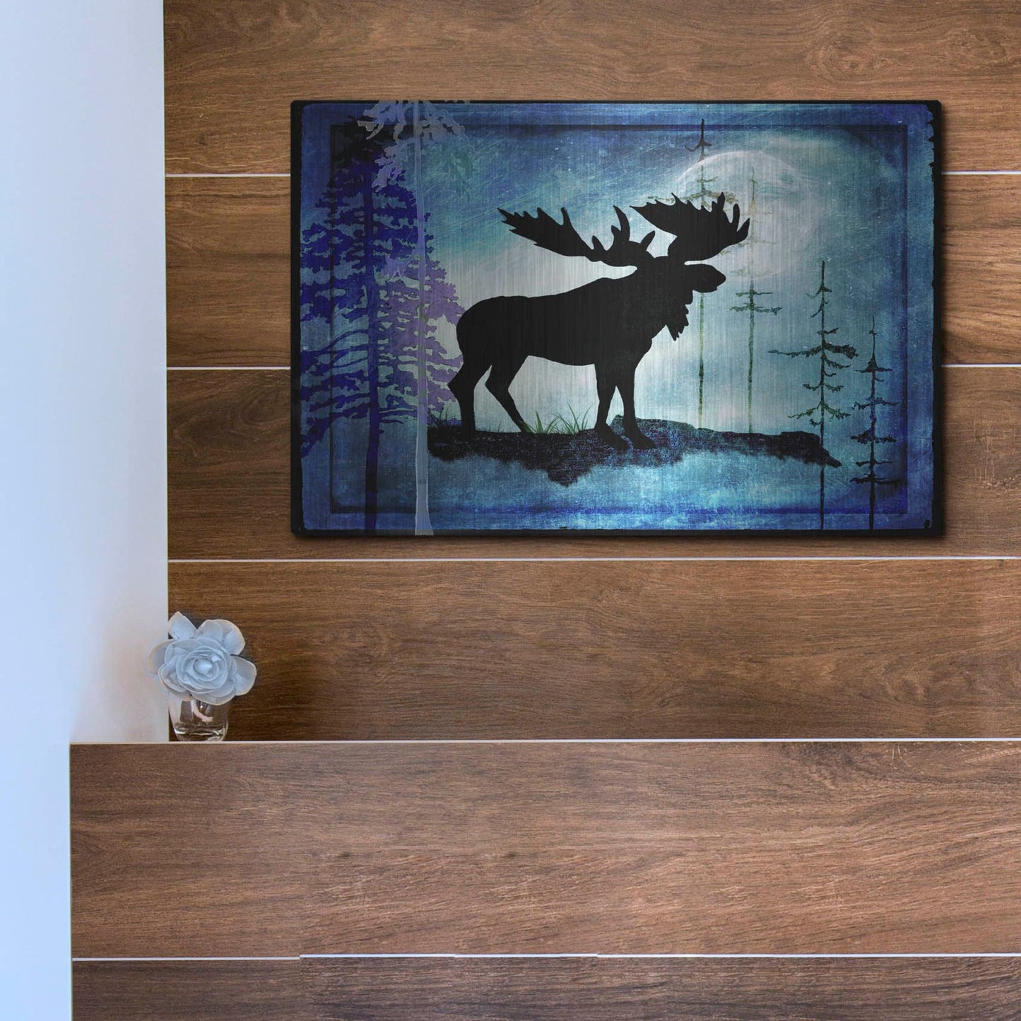 Luxe Metal Art 'Midnight Moose' by Lightbox Journal, Metal Wall Art,16x12